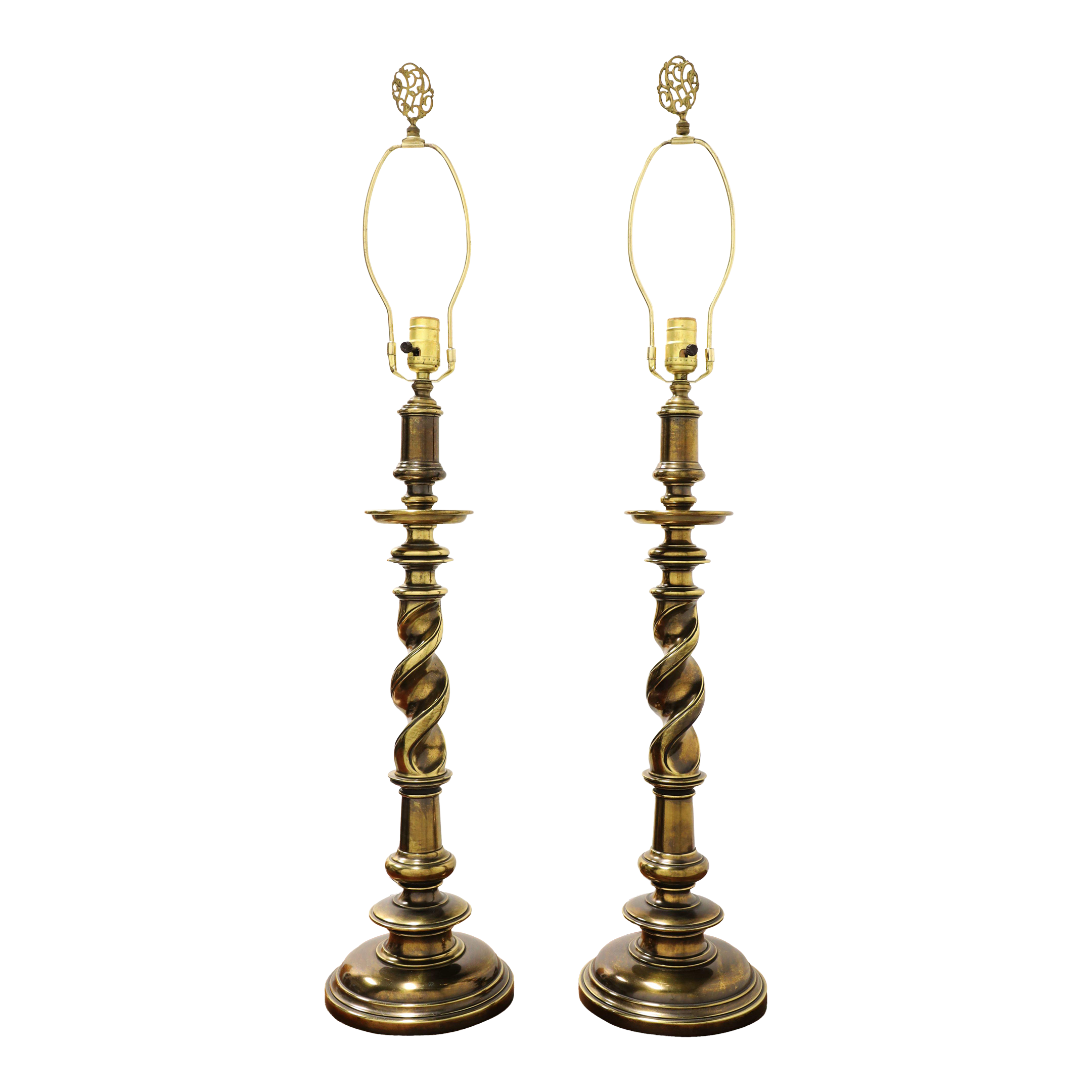 1960's Hollywood Regency Brass Barley Twist Table Lamps Pair Chairish