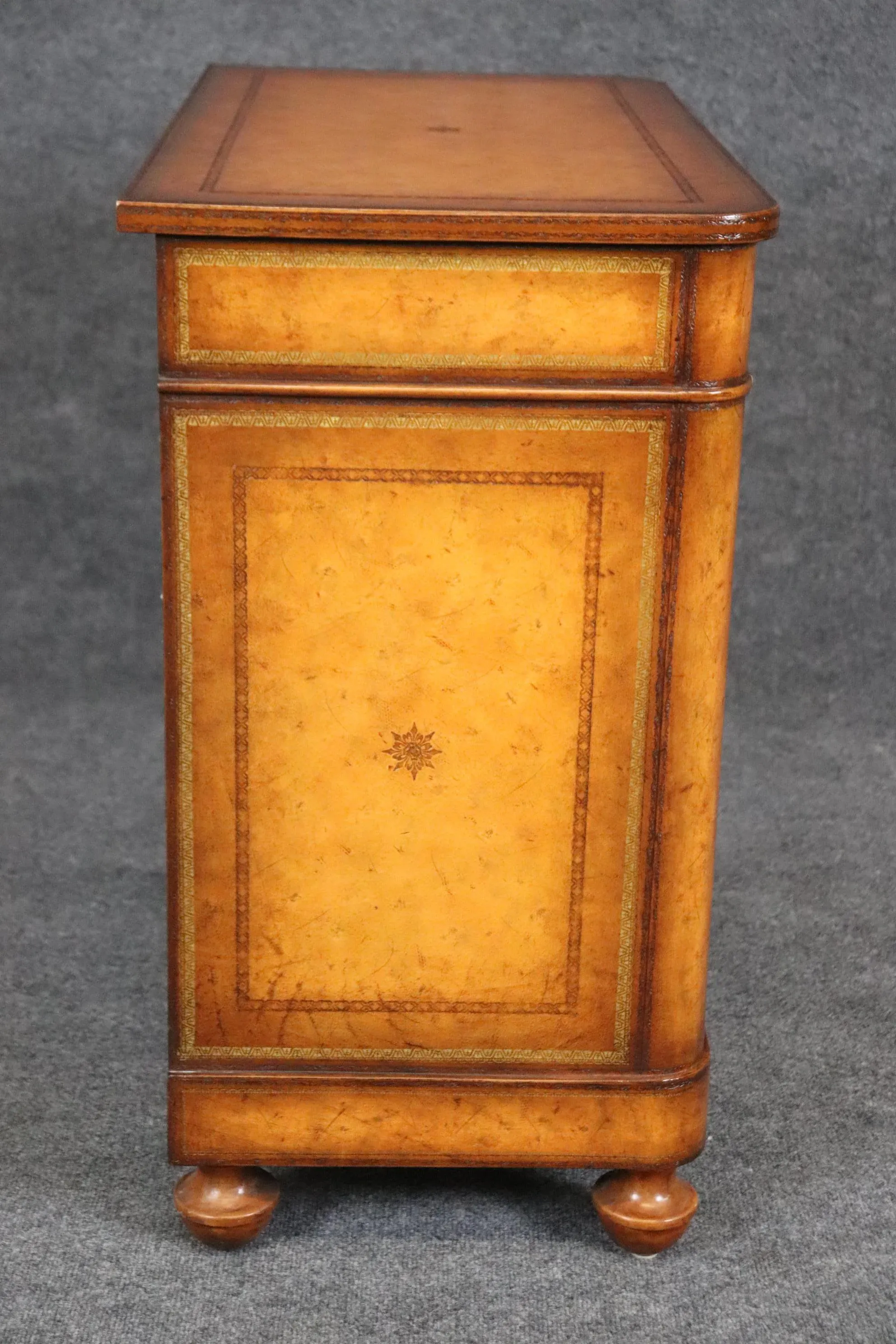 Maitland Smith Embossed Leather Wrapped Chest of Drawers Commode