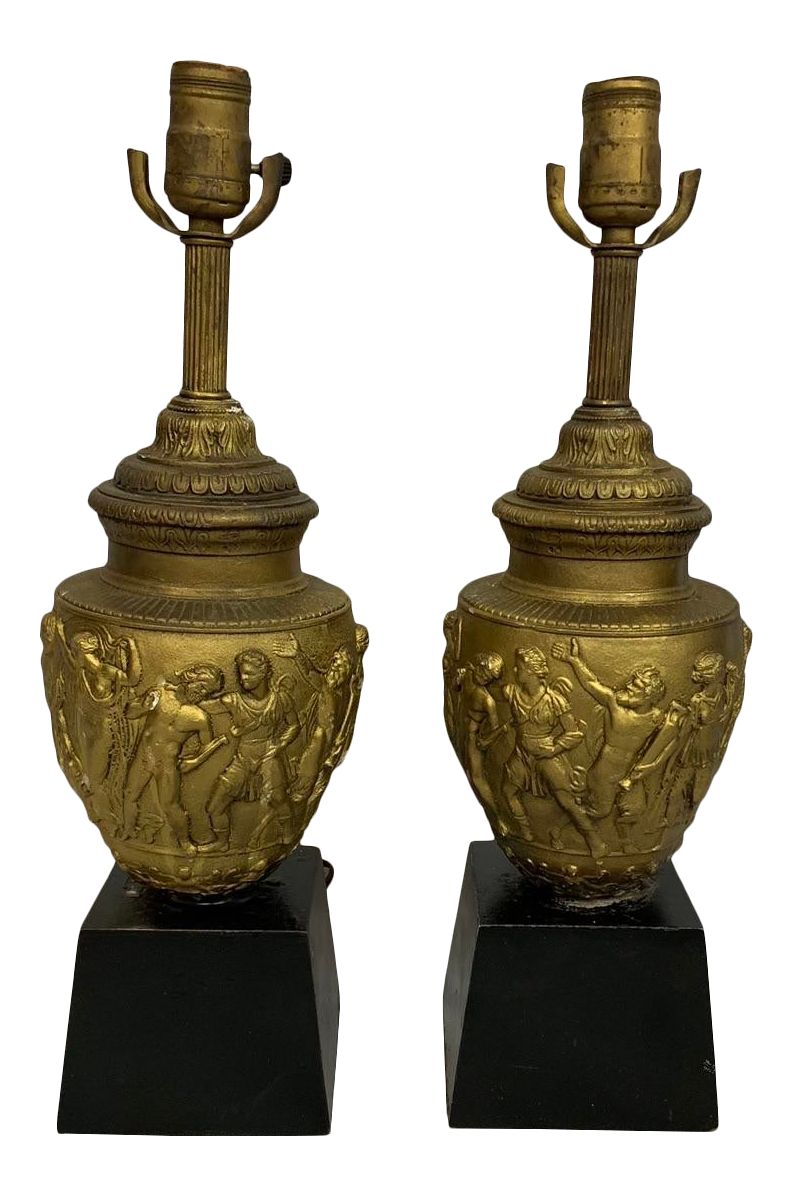 Vintage Gold Ceramic Grecian Roman Vase Lamps a Pair Chairish