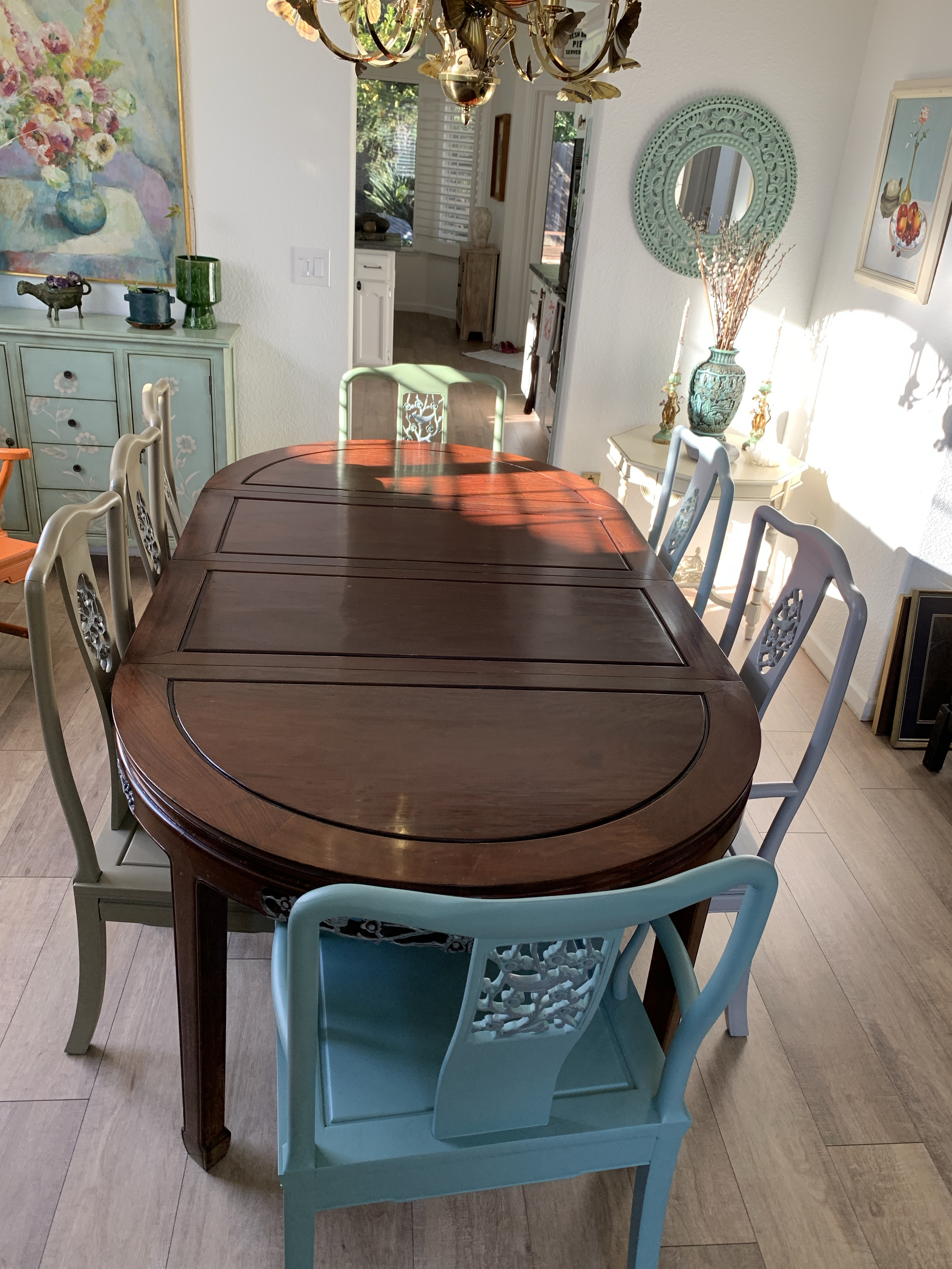 a*n様 アジアン 一刀彫りテーブル Vintage Midcentury Asian Chinoiserie Dining Table and Chairs