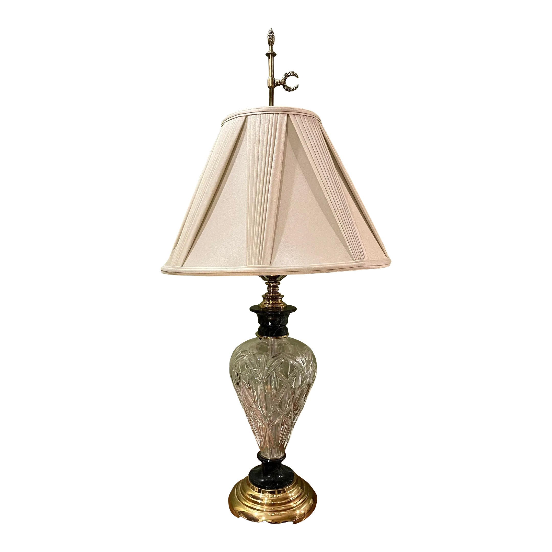 1980s Frederick Cooper Brass Crystal Marble Table Lamp | Chairish