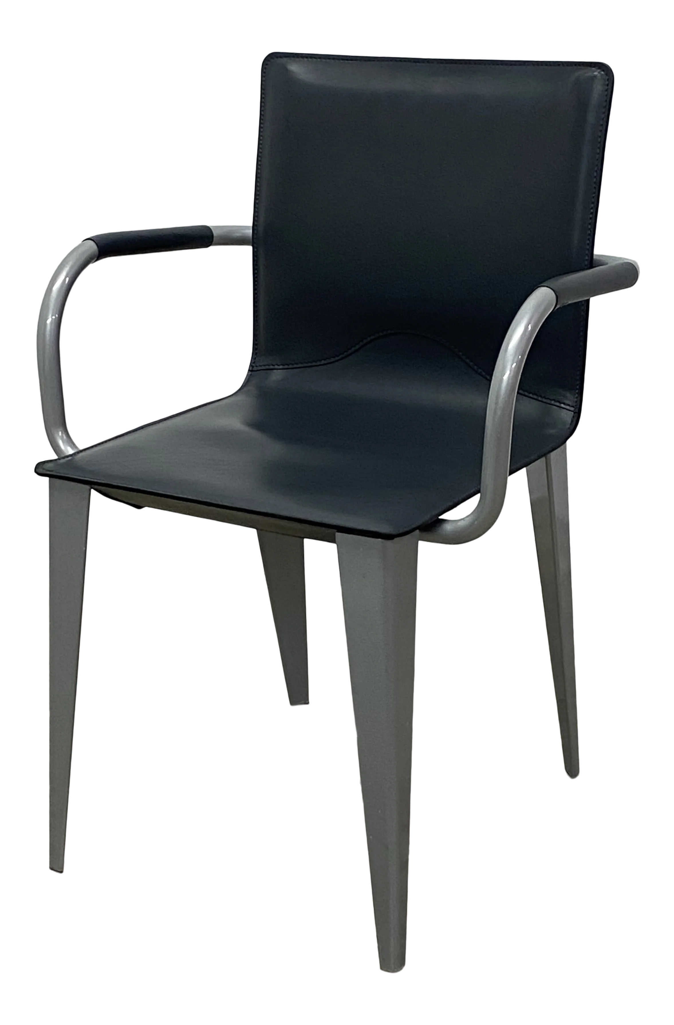 Matteo Grassi 1880 Dark Gray Leather Arm Chair | Chairish