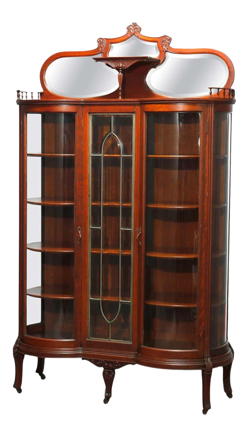 Antique R J Horner School Oak & Leaded Glass China Chairish