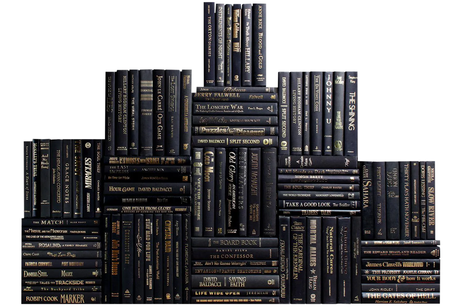 Modern Luxe Book Wall Set of One Hundred Decorative Books in Black