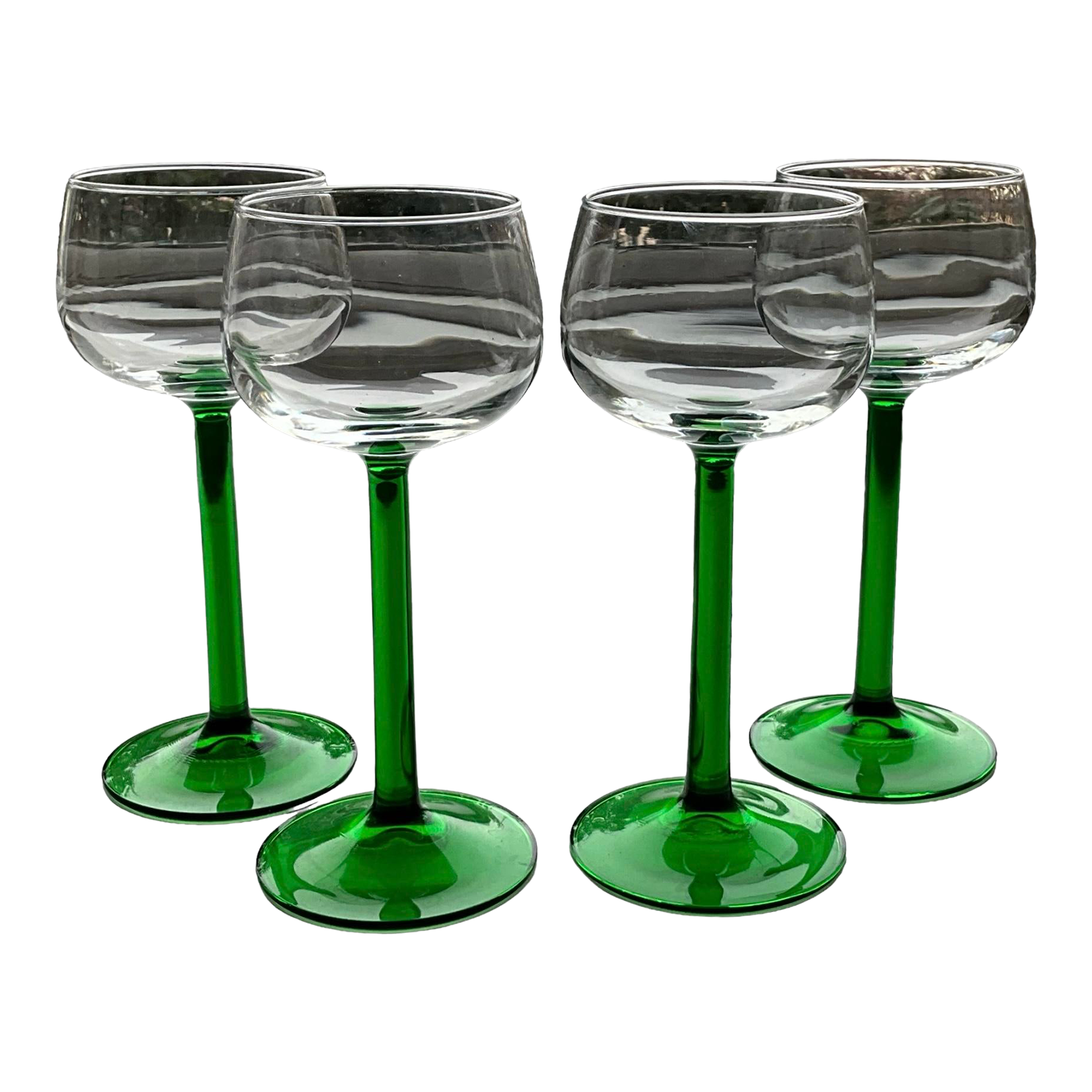 Mid 20th Century Luminarc Green Stem Wine Glasses Set of 4 Chairish