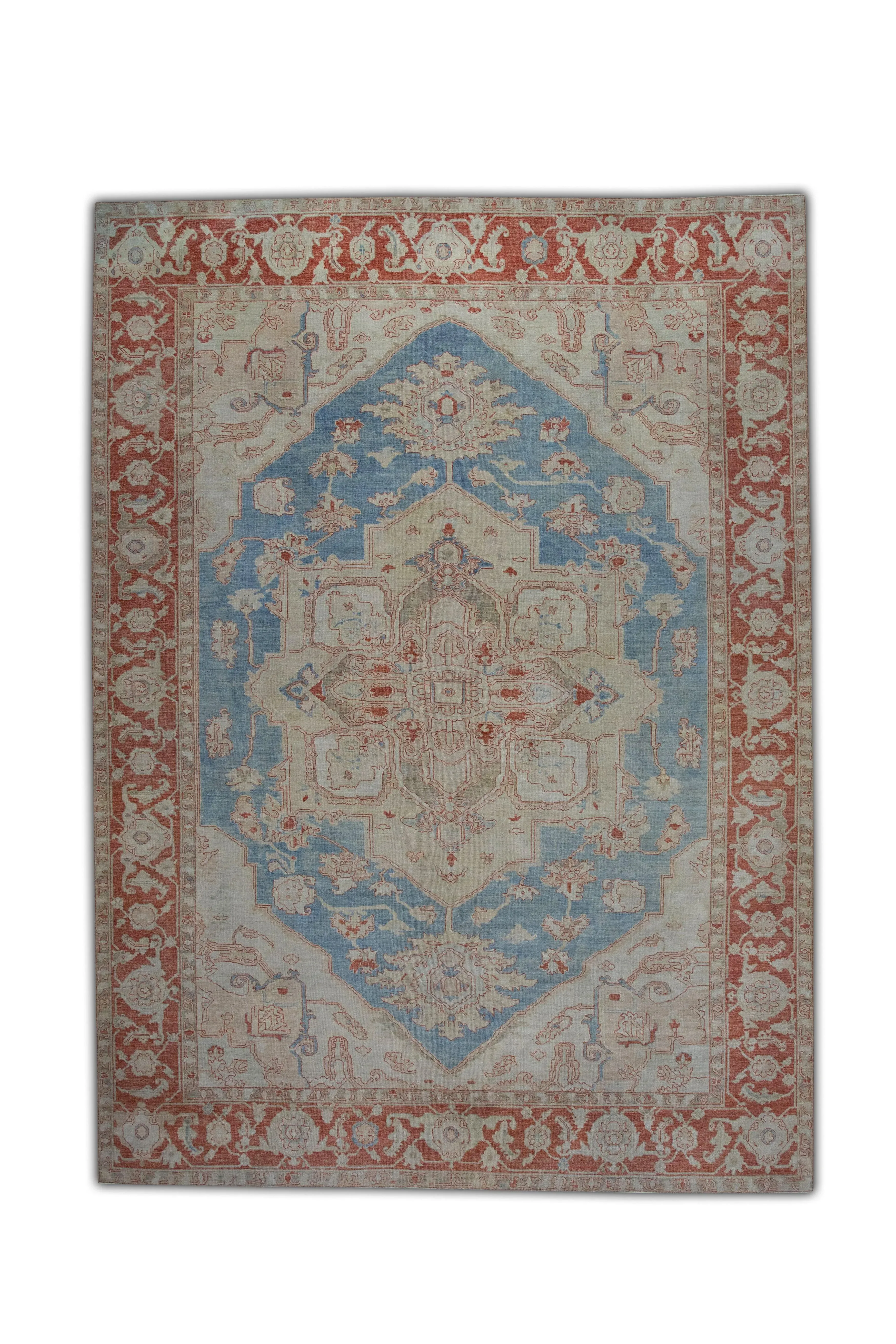 Modern Turkish Fine Woven Oushak Rug 10'4