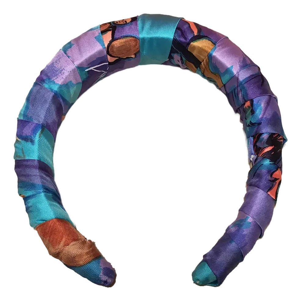 Hermes Handmade Vintage Blue Concerto Silk Scarf Wrapped  display picture 3