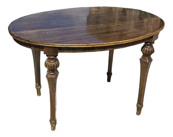 Low Oval Table in Finely Carved Walnut, 1950s