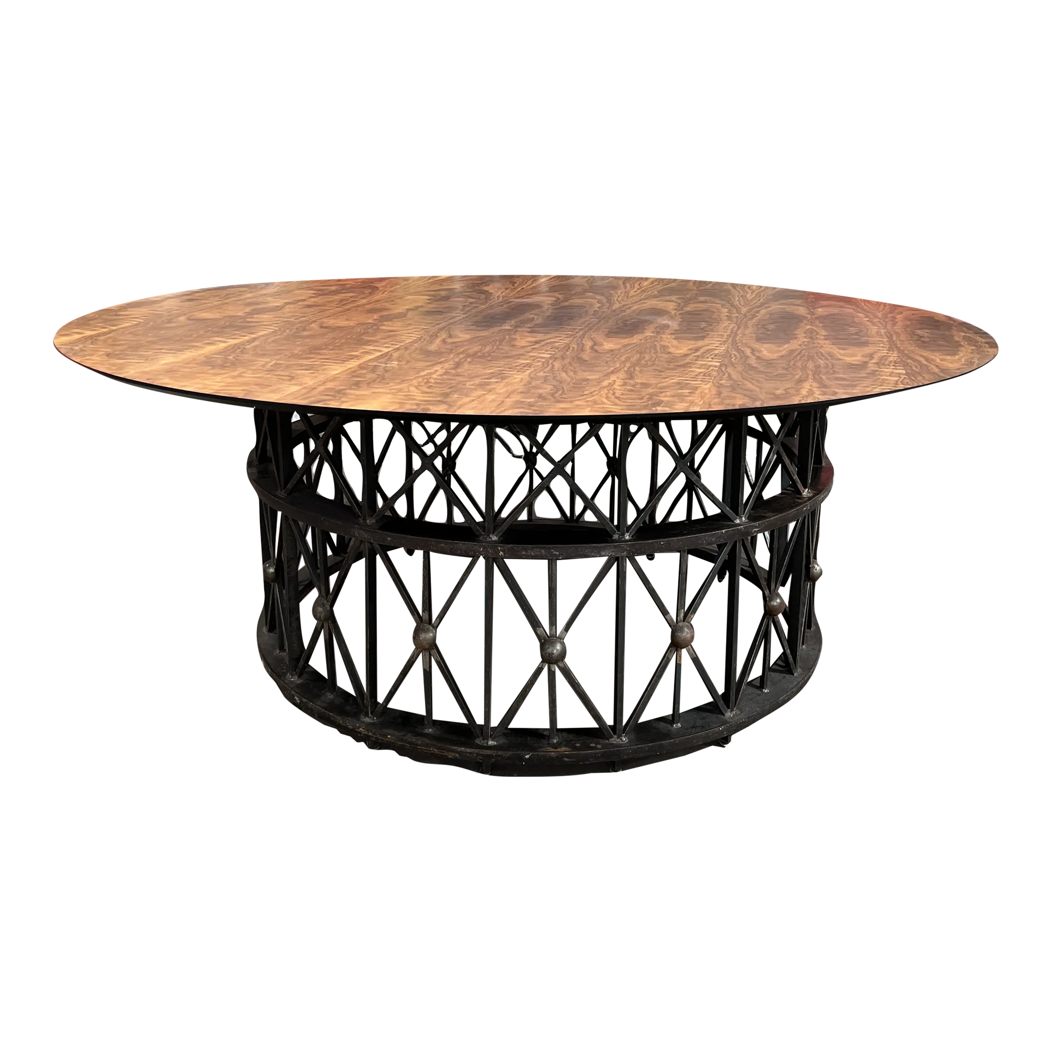 Custom 80" Walnut Table With Reclaimed Pedestal Iron Base Chairish