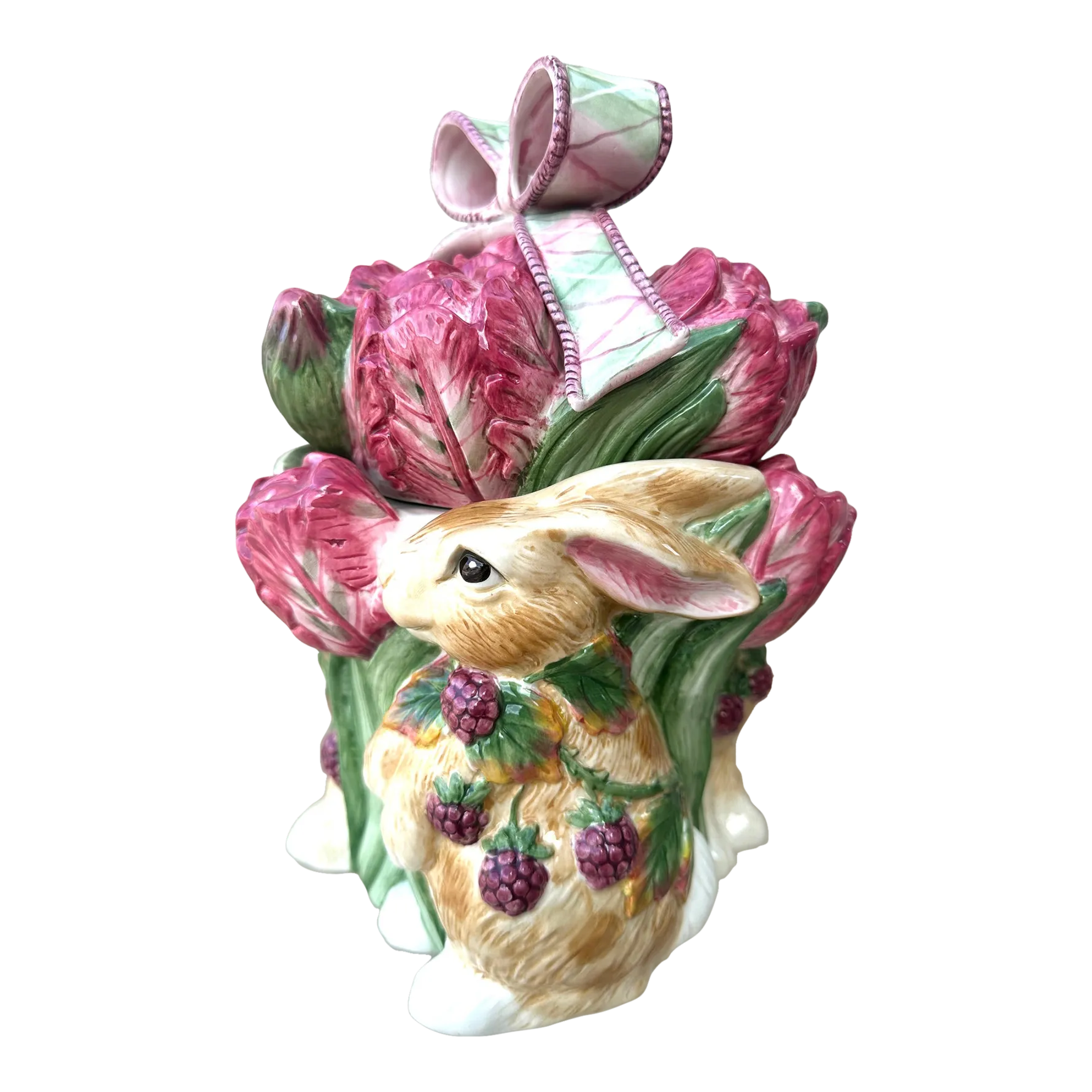Fitz & Floyd Blackberry Rabbit Cookie Jar | Chairish