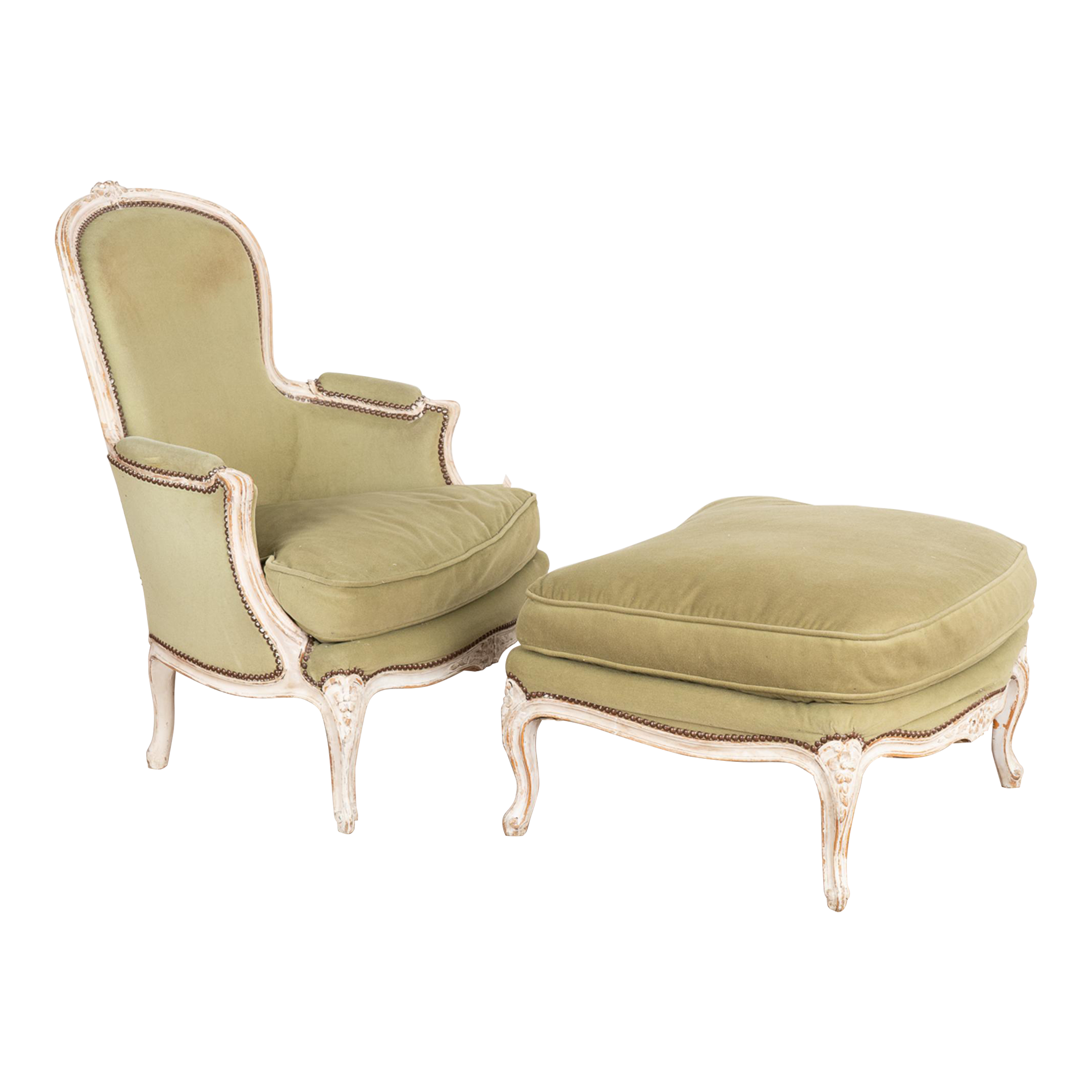 Antique Rococo Arm Chair and Ottoman, Sweden Circa 1870 Chairish