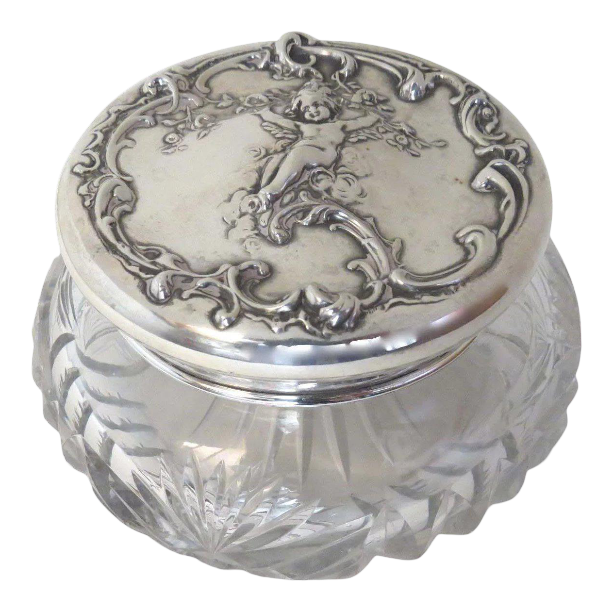 Early 20th Century Sterling & Cut Glass Dressing Box Unger Brothers