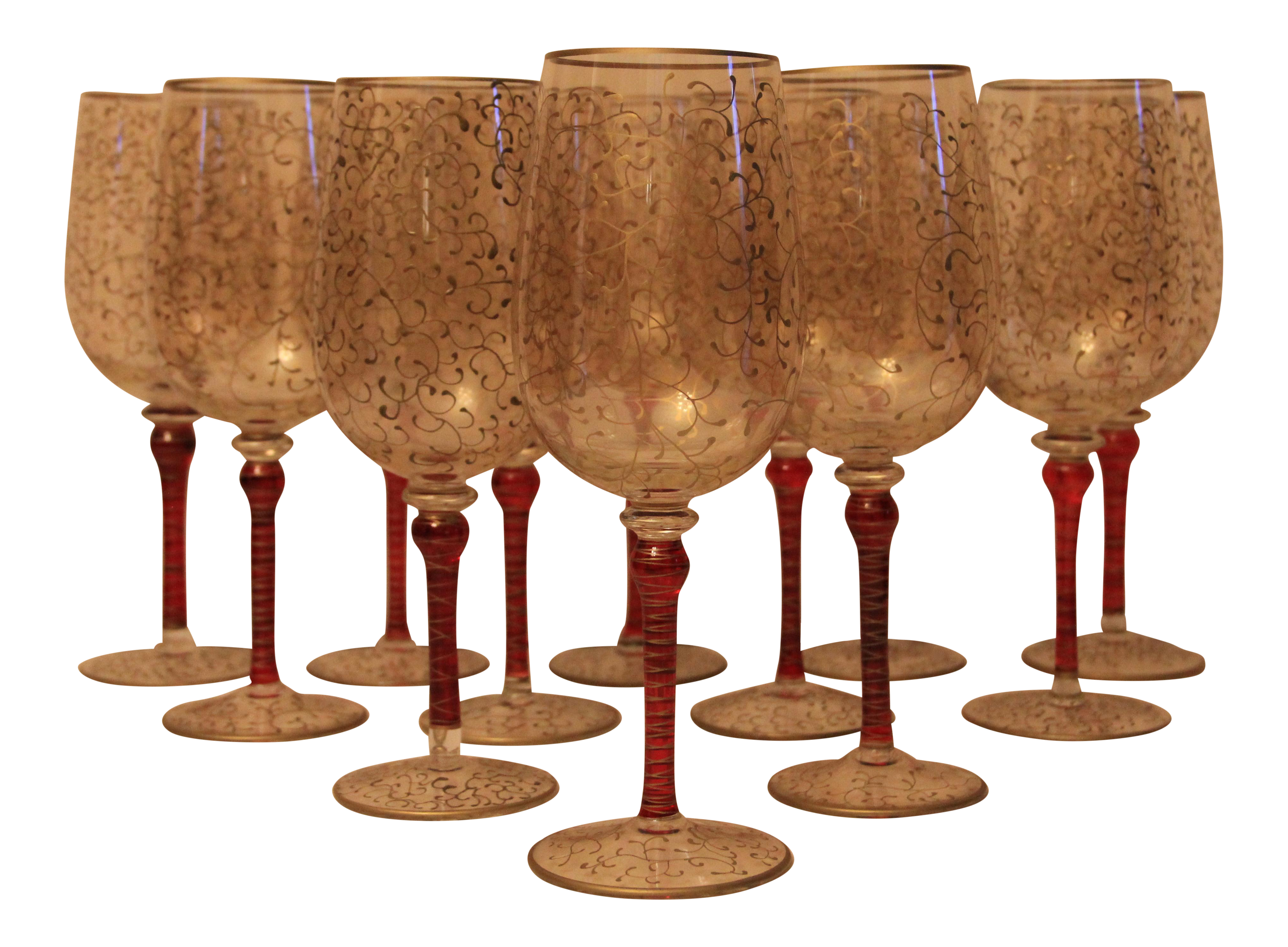 Hand Painted Glass Wine Glasses Set Of 12 Chairish
