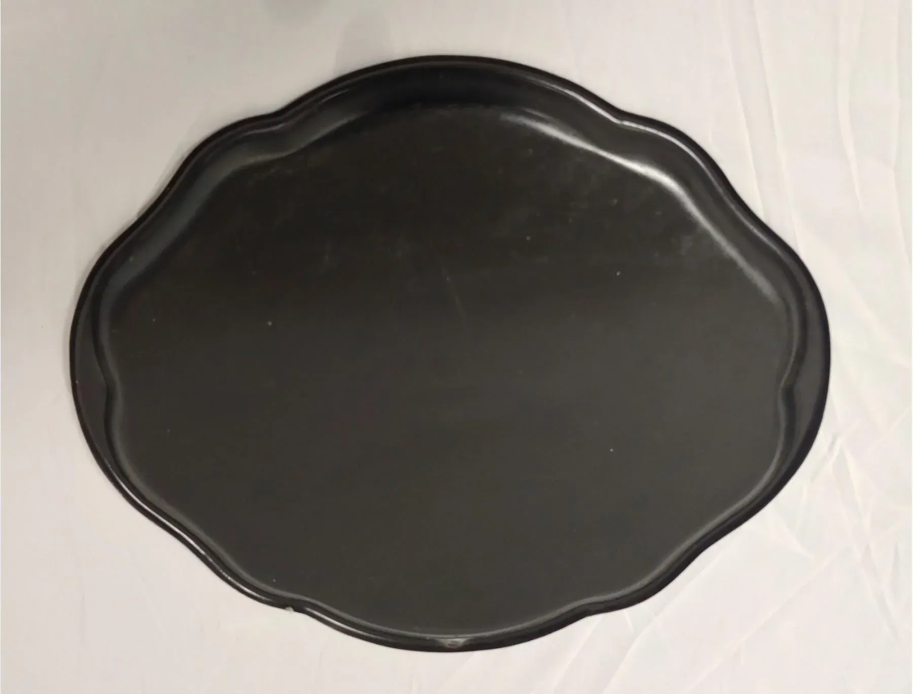 Antique Victorian Hand Painted Black Lacquered Tin Toleware Tray