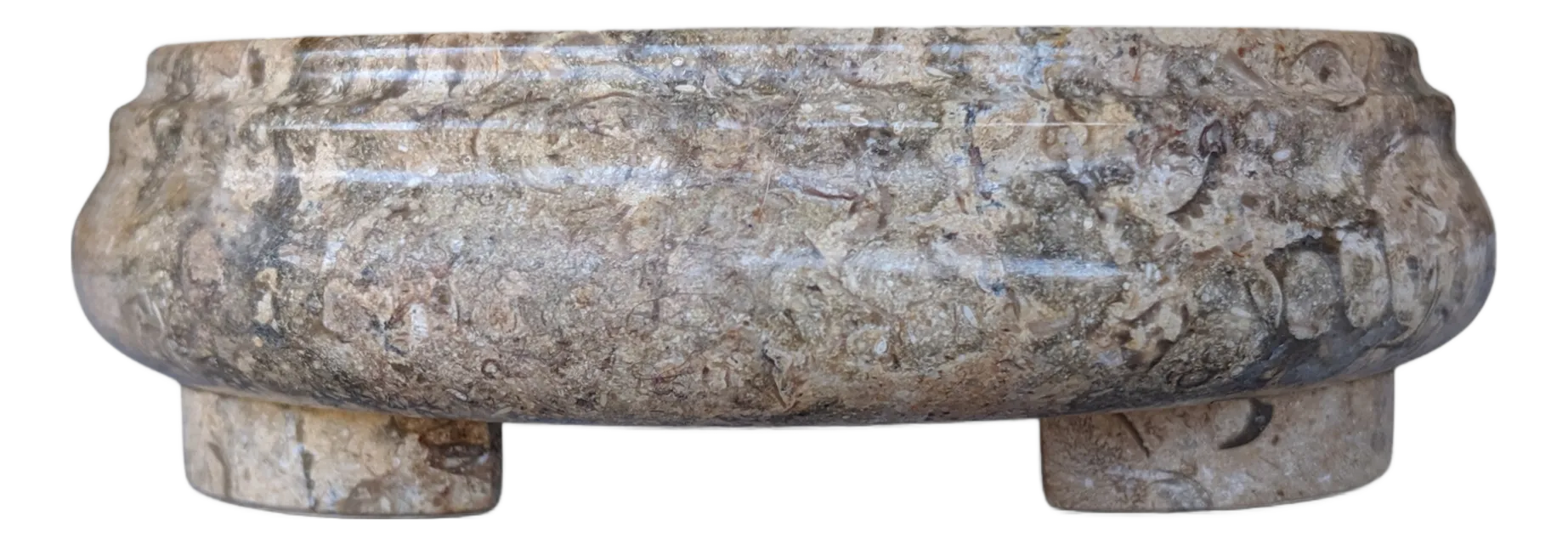 Vintage Organic Modern Tessellated Stone Pedestal Stand