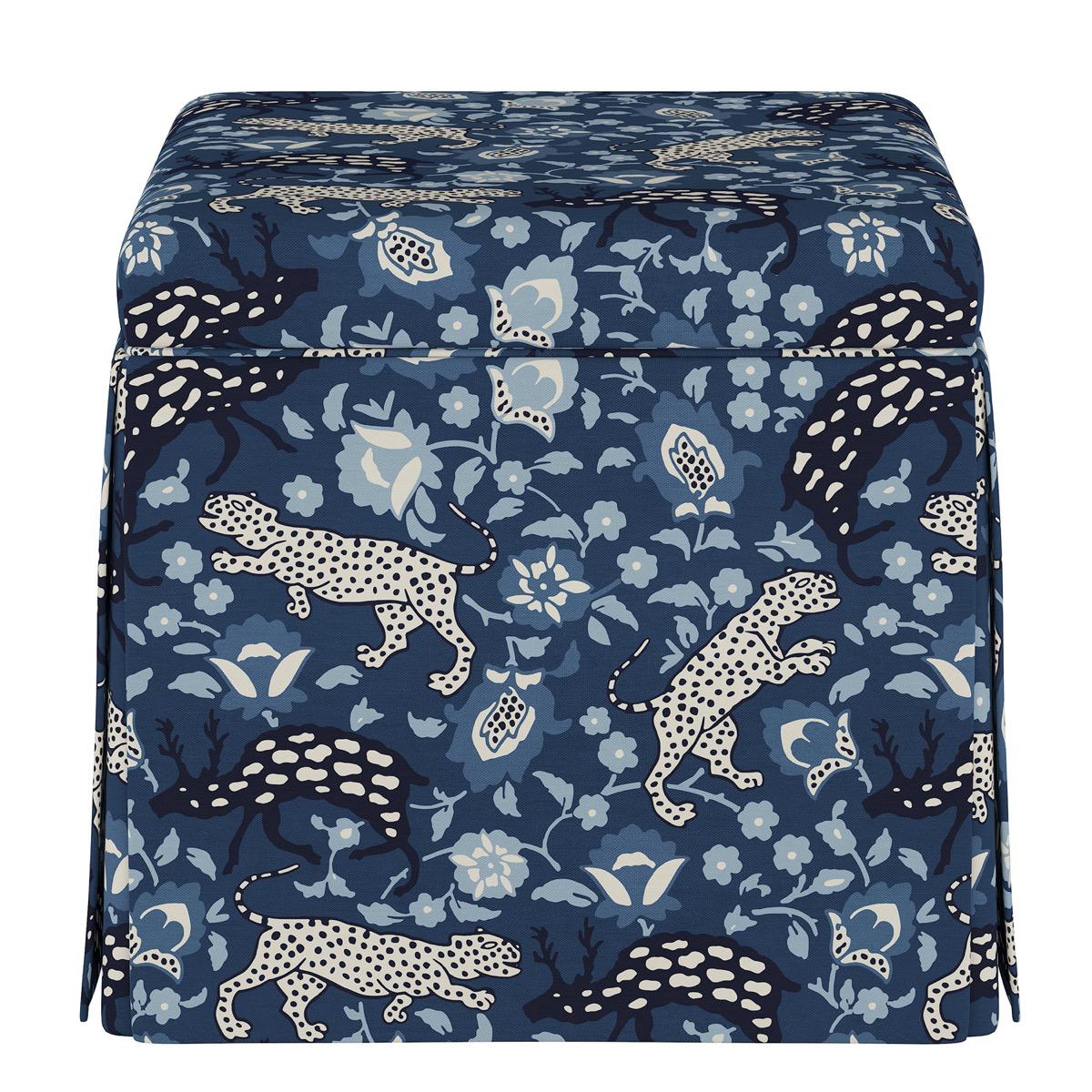 Dyer Storage Ottoman in Leopard Blue Oga