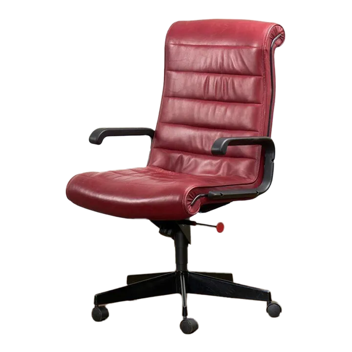 Red Leather Desk Chair by Richard Sapper for Knoll Inc/Knoll Intl