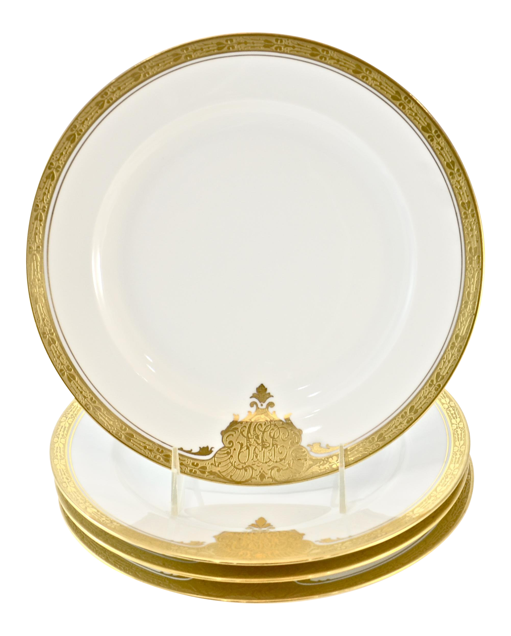 Bavarian GoldEncrusted Porcelain Plates Set of 4 Chairish