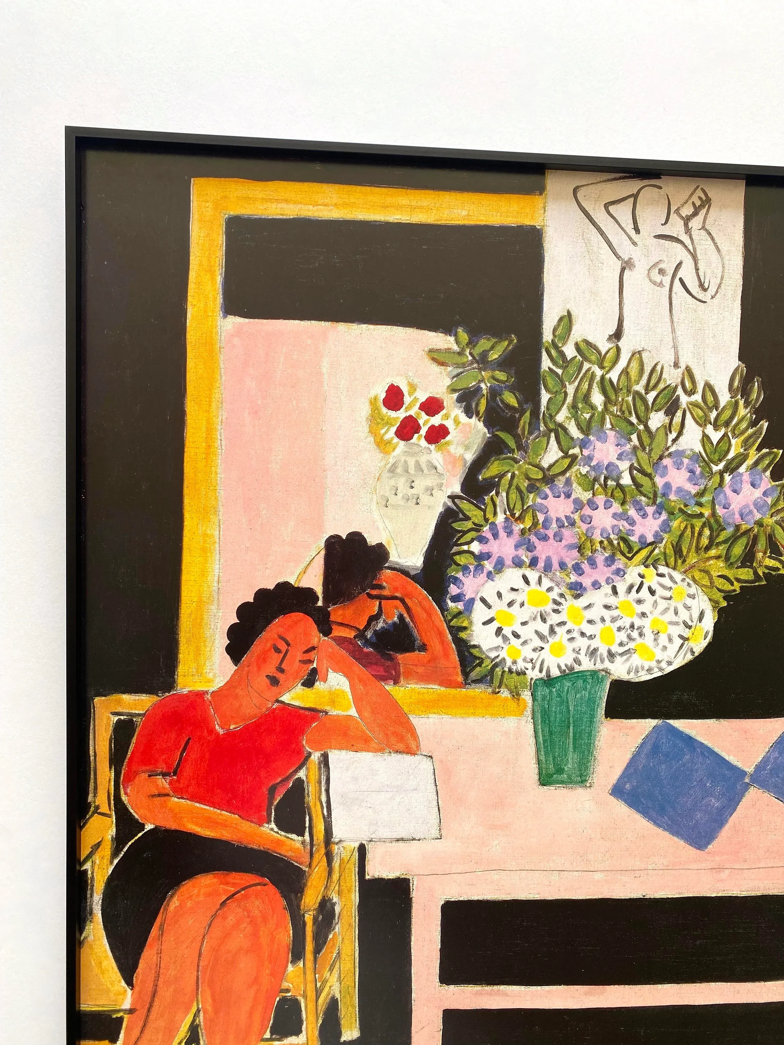 【値下げしました】Henri Matisse　アートポスター　フレーム付き　(ブラック)　j00020 Henri Matisse Vintage 1988 Modernist Lithograph Print Framed Paris