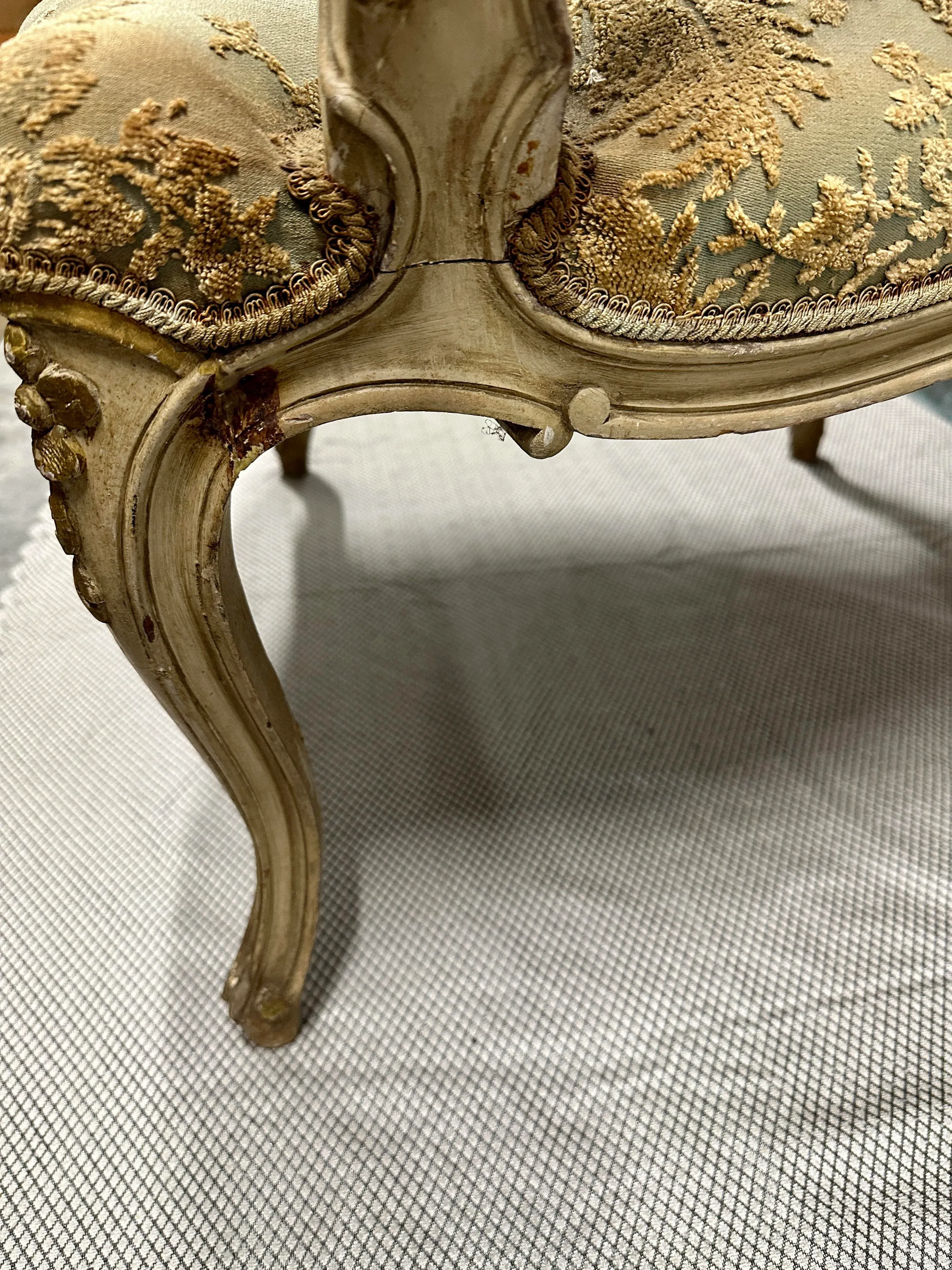 Antique French Louis XV Style Chair With Tapestry and Wooden