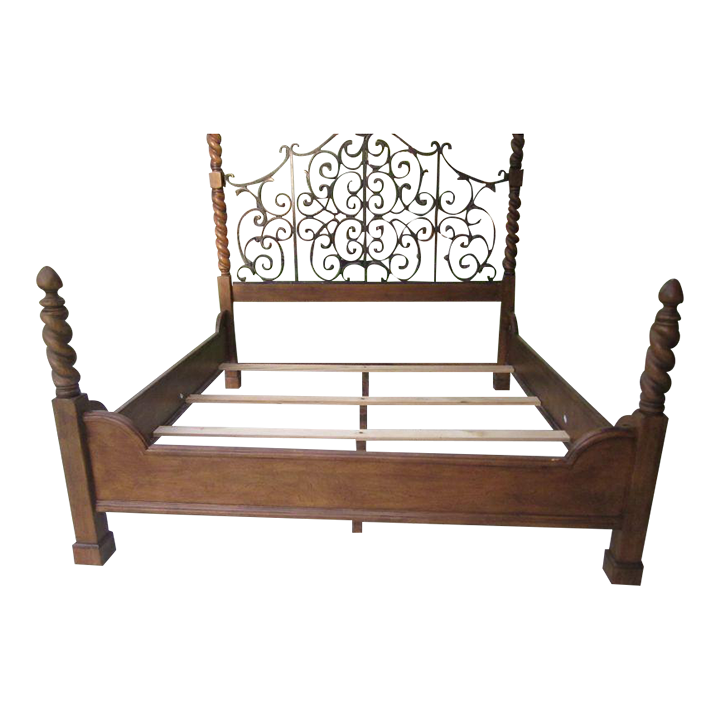 1960s Vintage European Style King Bed Headboard Foot Board and Rails Wrought Iron Chairish