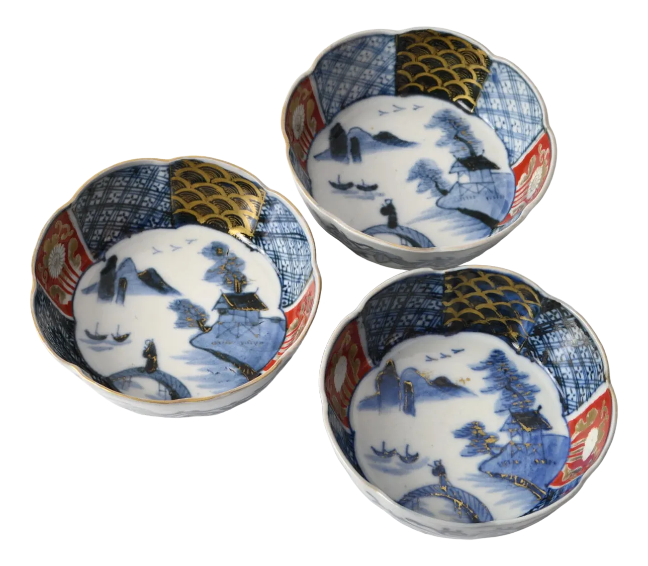 Antique Japanese Imari Porcelain Bowls, 1890s, Set of 3 Chairish