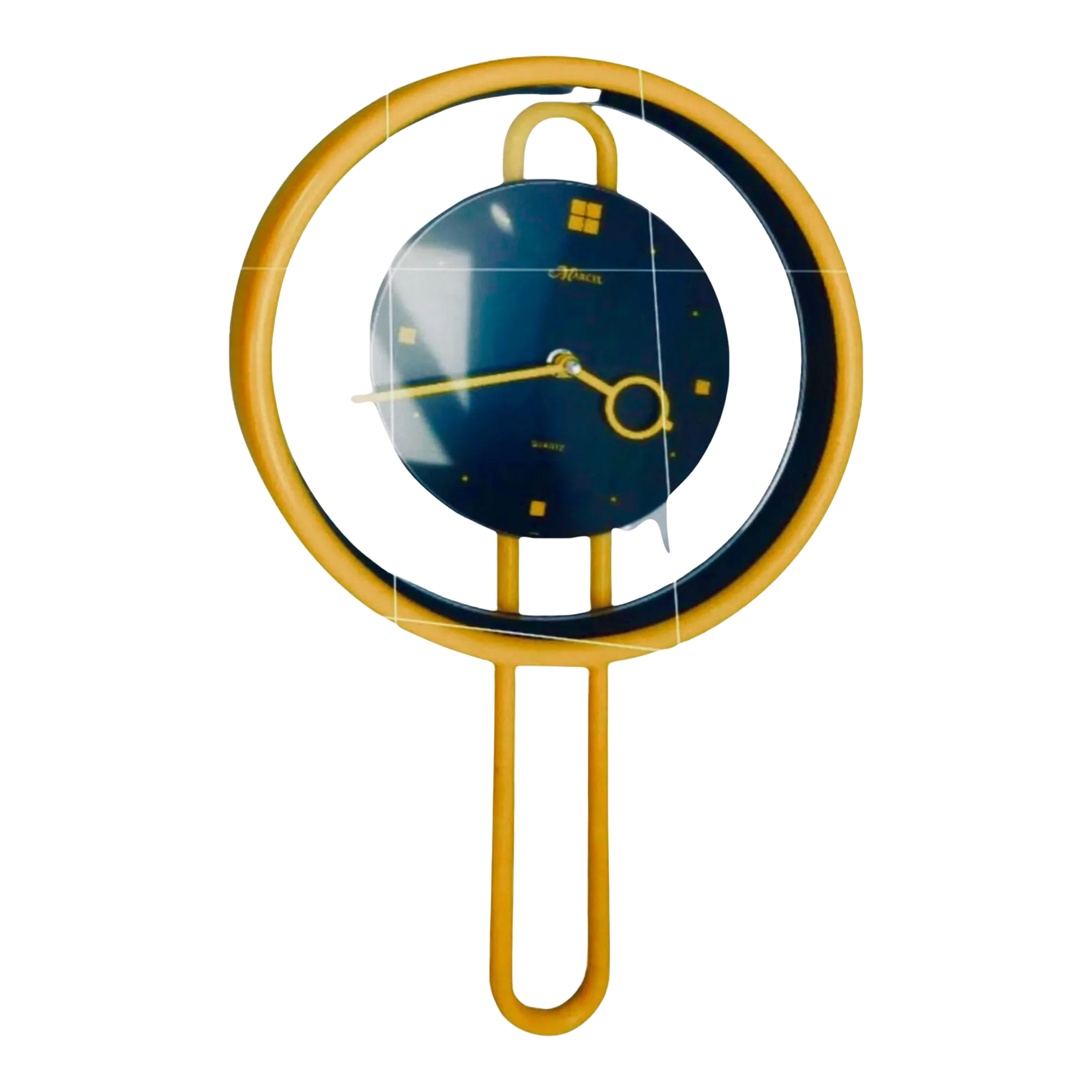 1980s Postmodern Memphis Bright Yellow Tubular Modern Pendulum