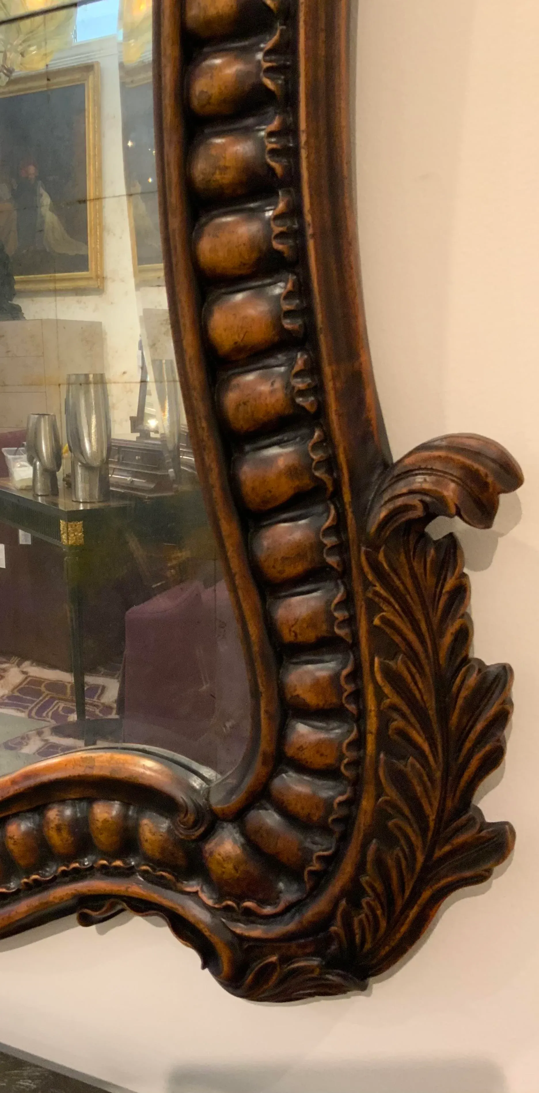 John Richard Traditional Carved Wood Antique Wall Mirror | Chairish