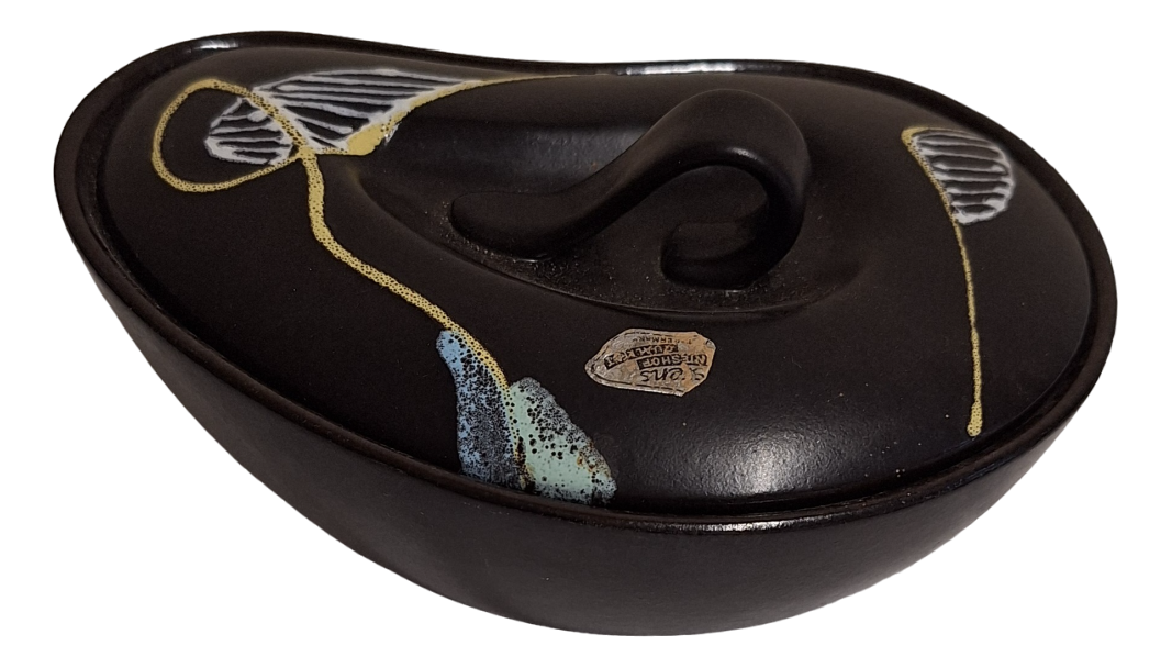 Vintage German Kidney-Shaped Lidded Box in Ceramic from Carstens Tönnieshof, 1960s