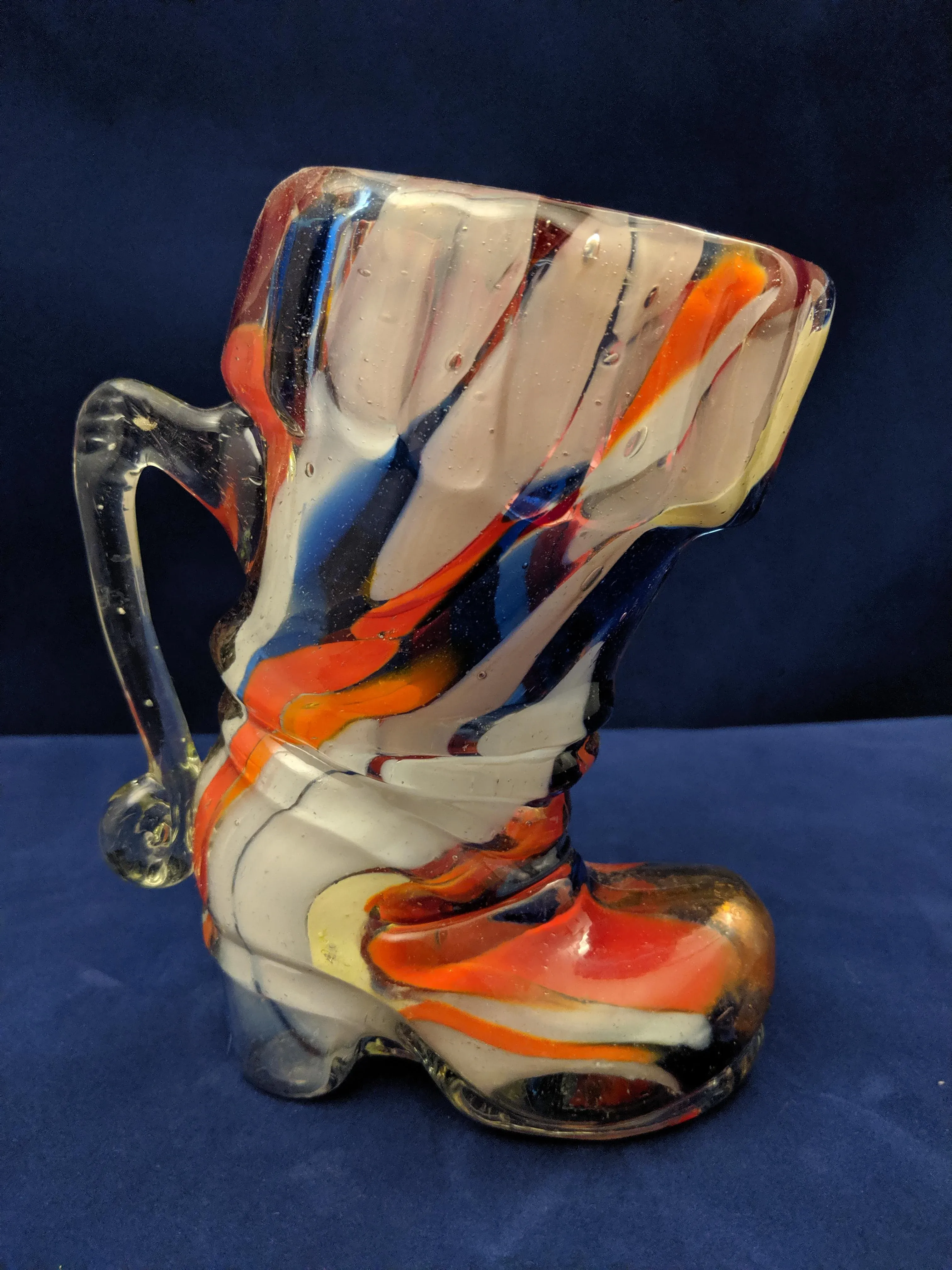 Glass Boot Murano Glass Art Glass Venetian Multi - Colored Vintage Glass Boot Murano Glass Company