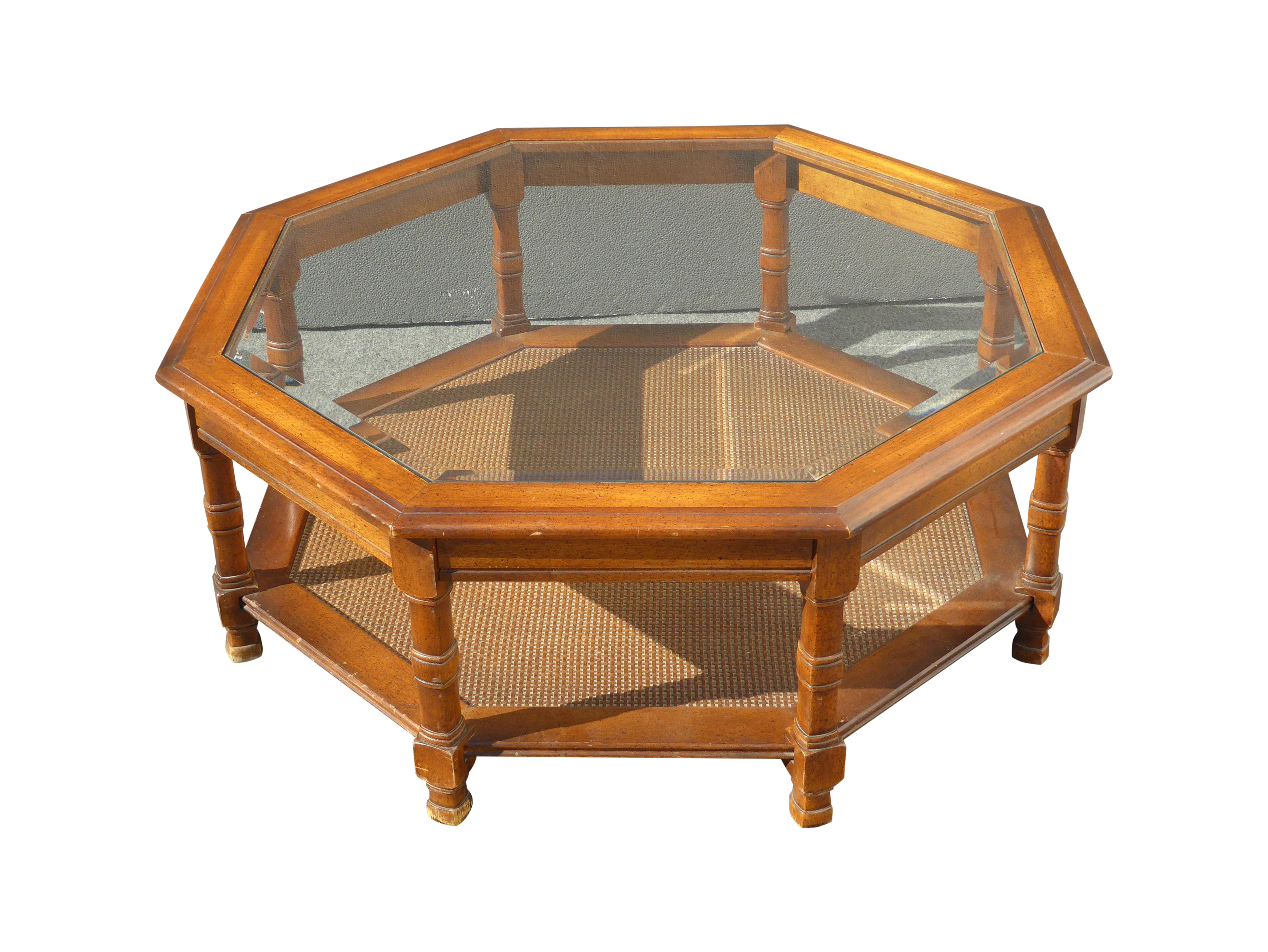 Mid Century Octagon Beveled Glass Top Coffee Table Chairish