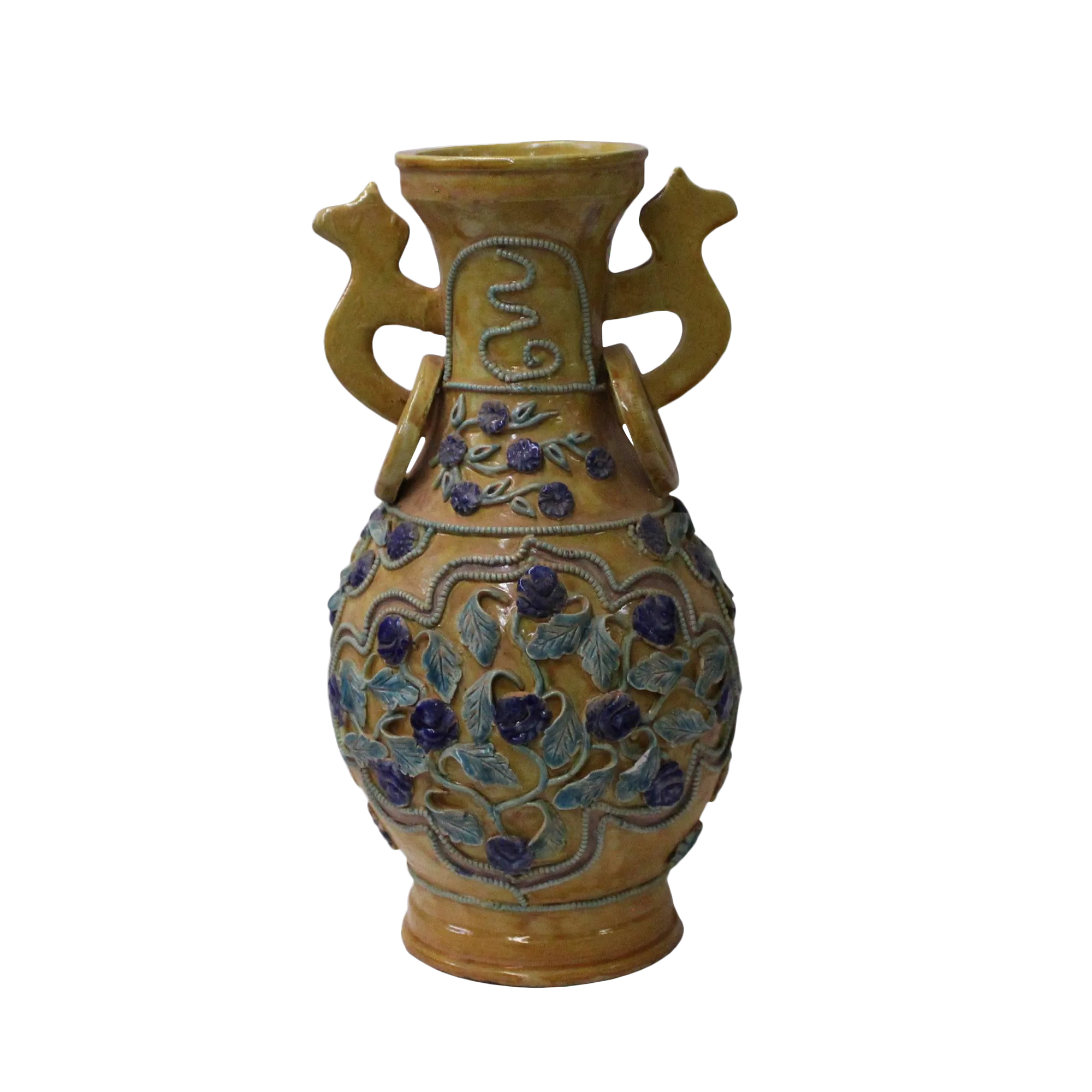 Handmade Ceramic Yellow Dimensional Flower Vase Jar Chairish