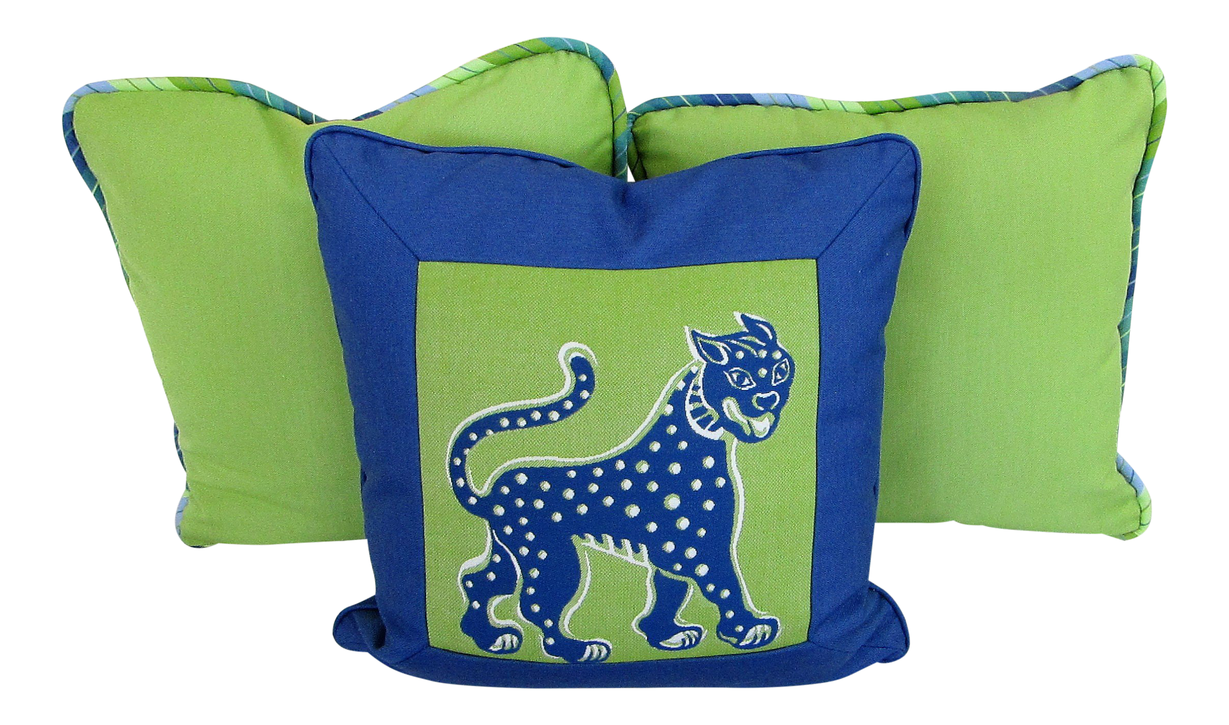 Custom Made Lime And Periwinkle Pillows Set Of 3 Chairish
