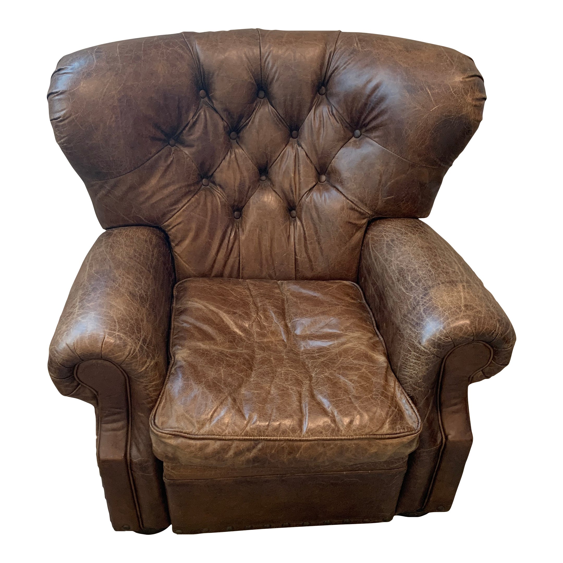 Churchill leather sale recliner with nailheads