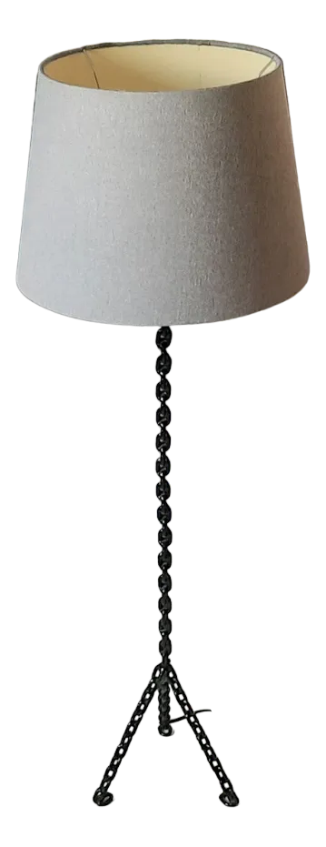 French Brutalist Chain Link Floor Lamp, 1970s