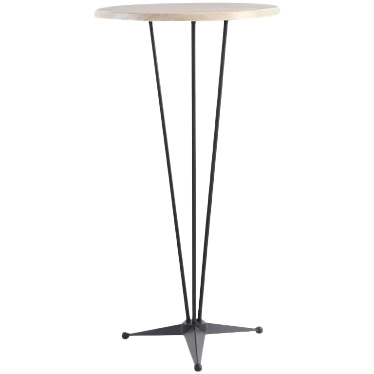 Round High Top Table With Steel Base and Werzalit Top, Cocktail Table Chairish