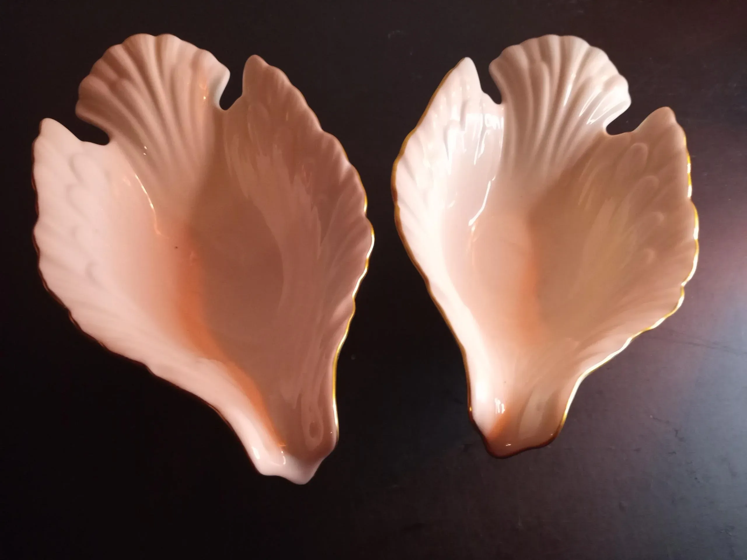 1980s Lenox Beige Porcelain Gold Trimmed Dove Shaped Candy Dishes- Set of 2
