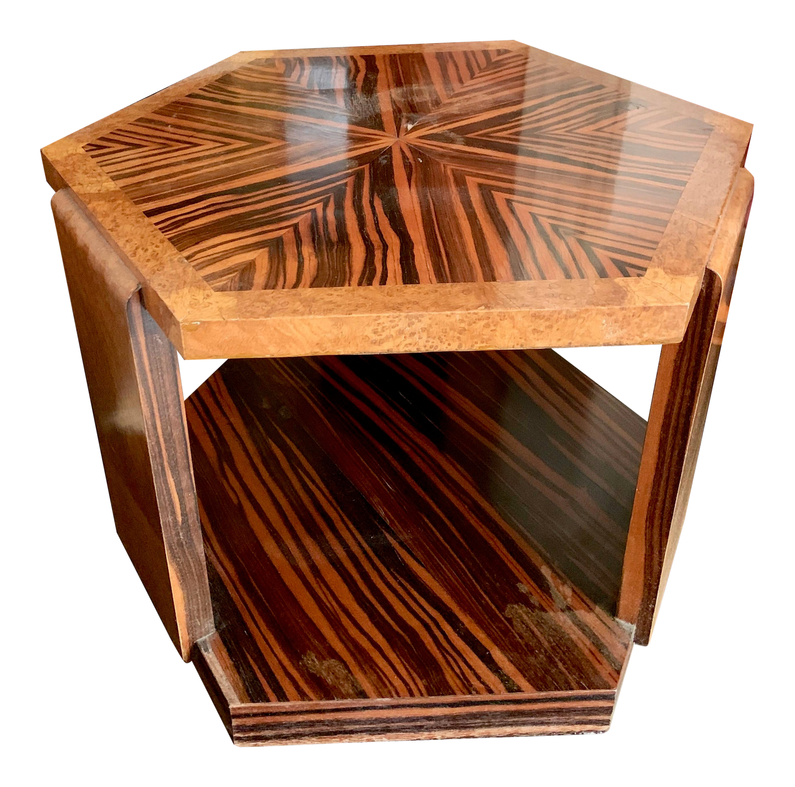 Zebra Wood Hexagonal Side Table Chairish