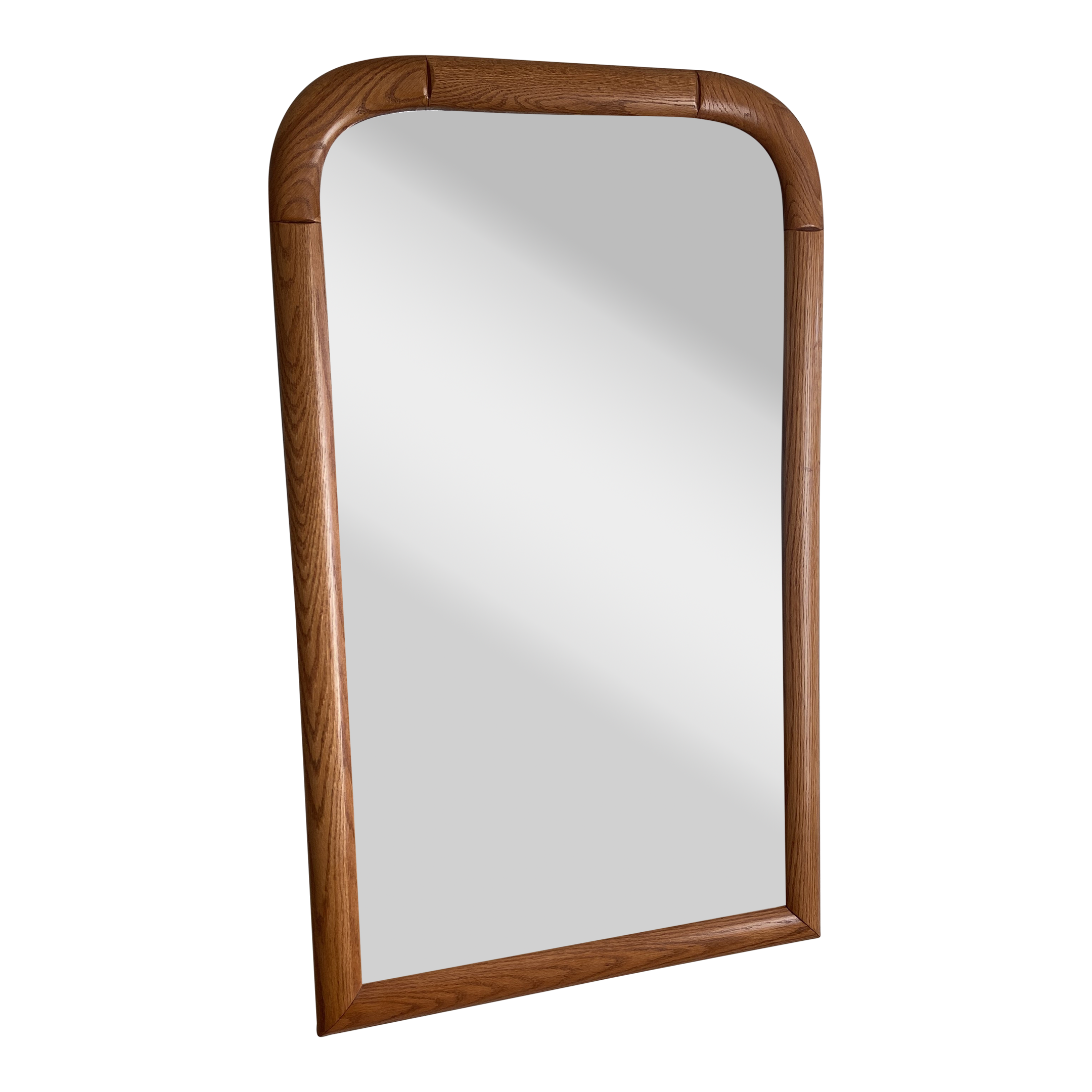 Large 80s Wood Curved Top Frame Boho Wall Mirror | Chairish