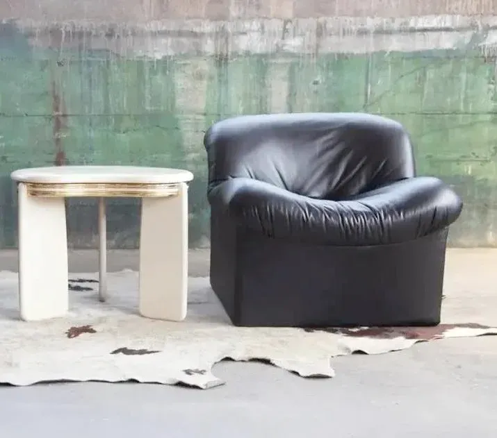 Postmodern Black Upholstered Sculptural Lounge Chair, 1980s, (One