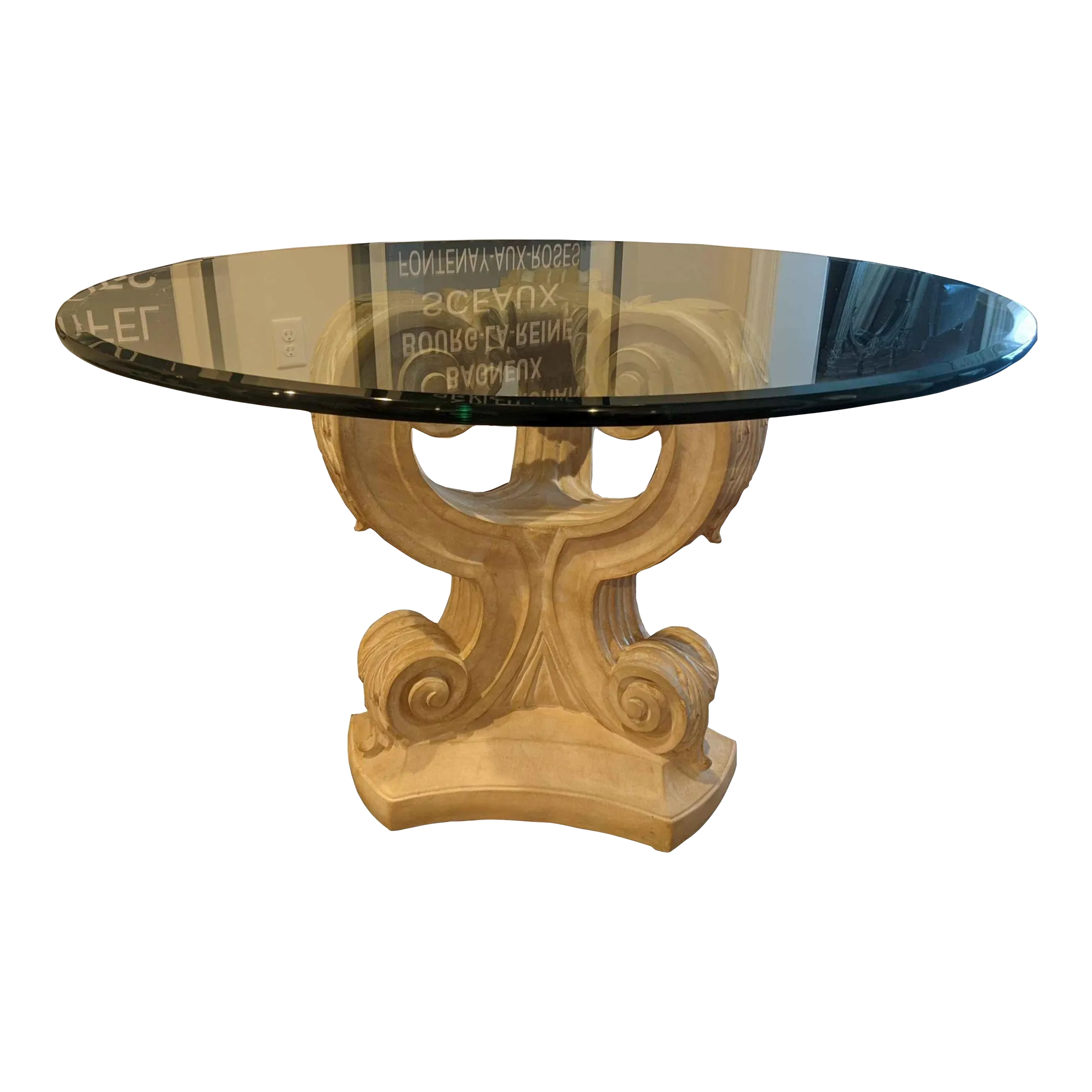 Ballard Designs Pedestal Round Glass Table Chairish