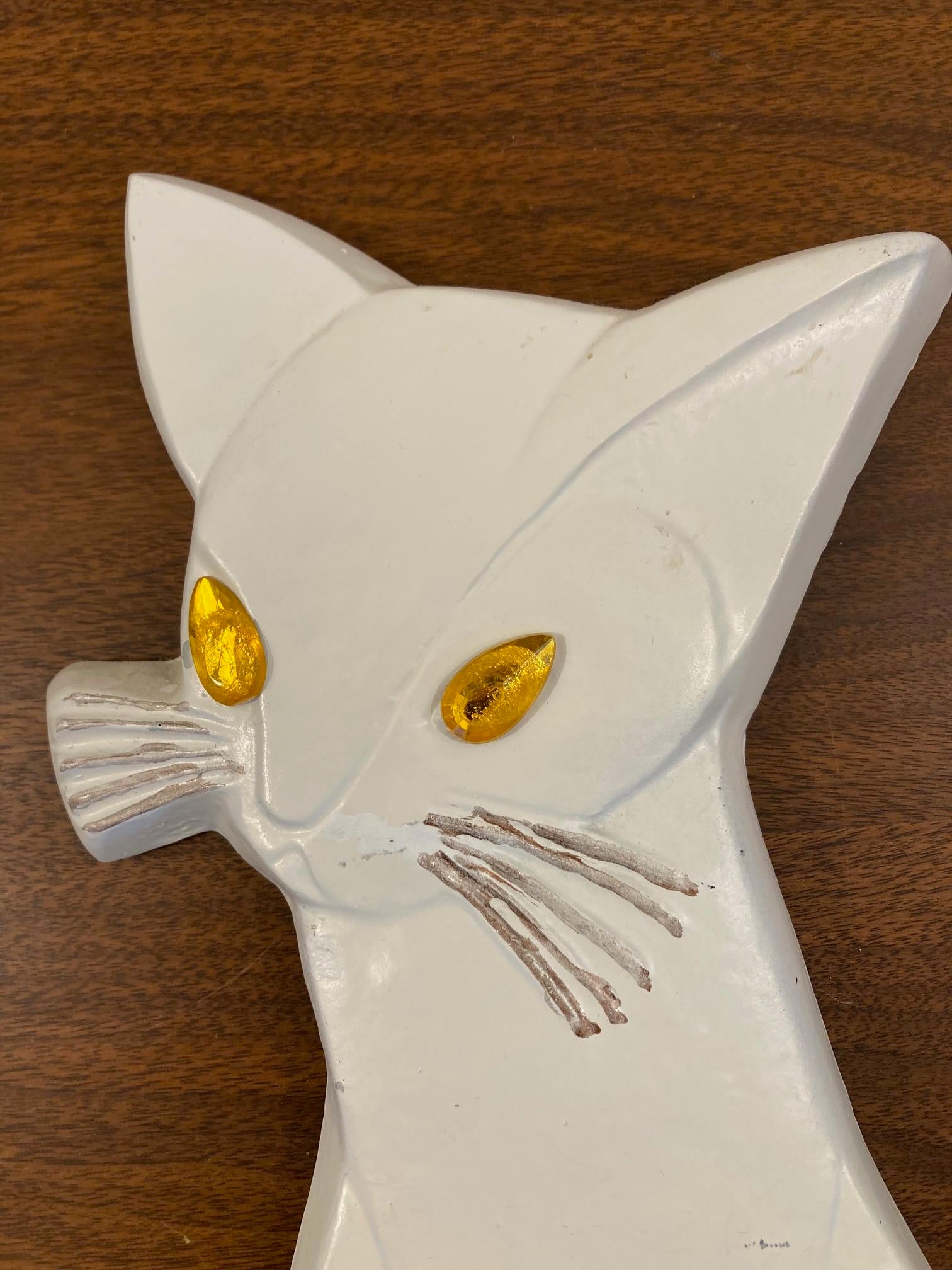 Pair of Chalkware Siamese Cat Wall Hangings by Roman Art Company