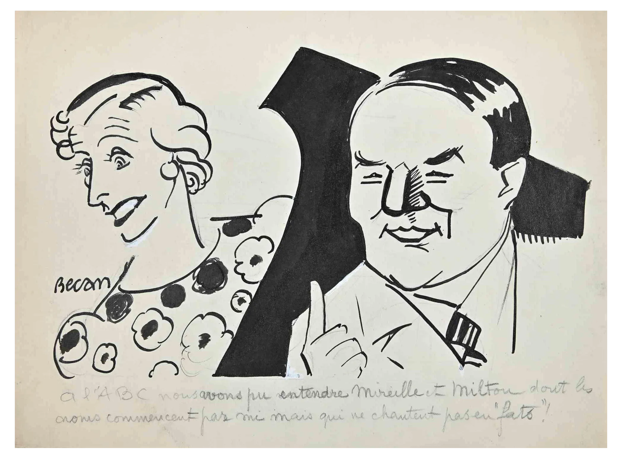 Bernard Bécan, Sketch, Original Drawing, Mid-20th-Century