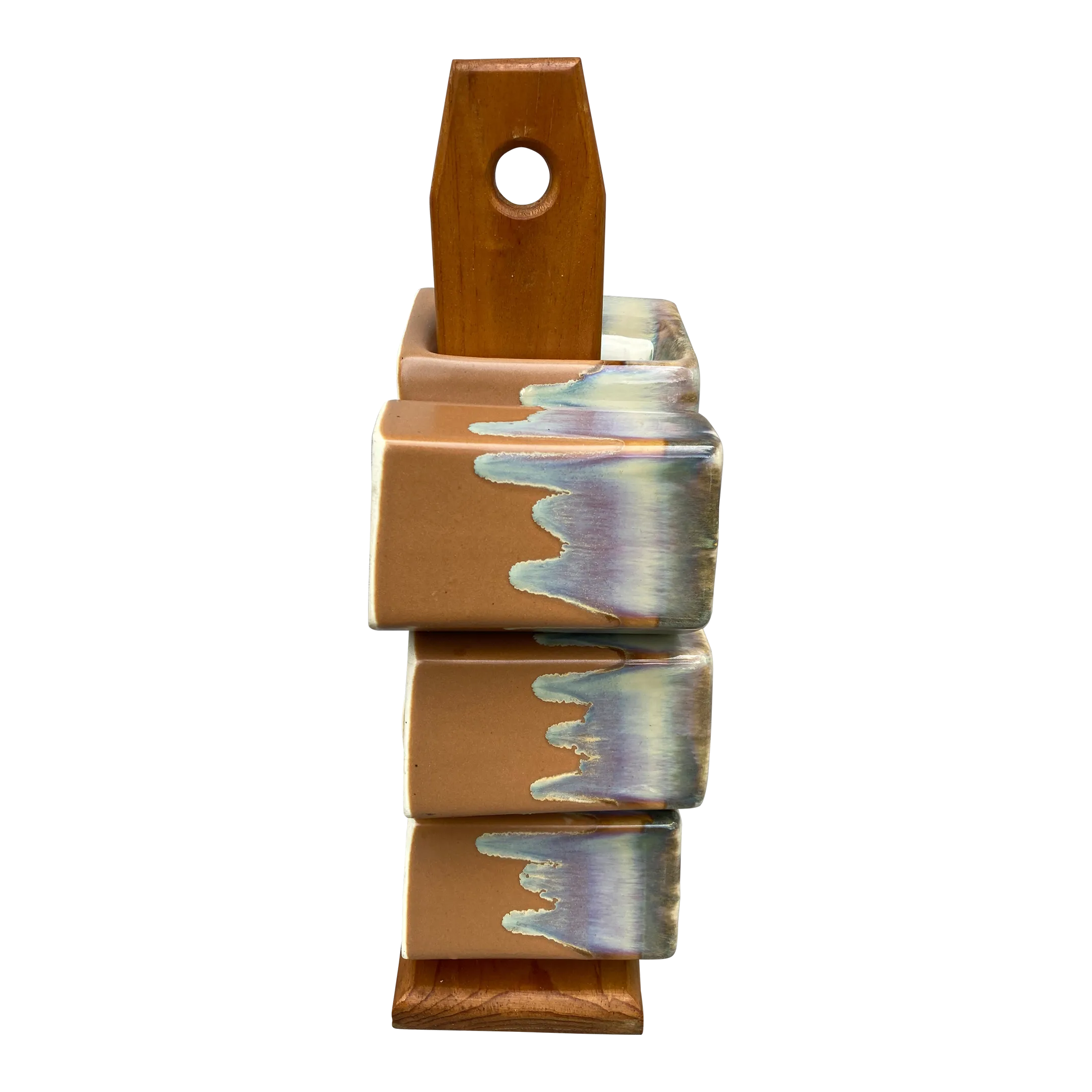 Mid 20th Century Drip Glaze Stacking Padilla Mug Set from Mexico 7