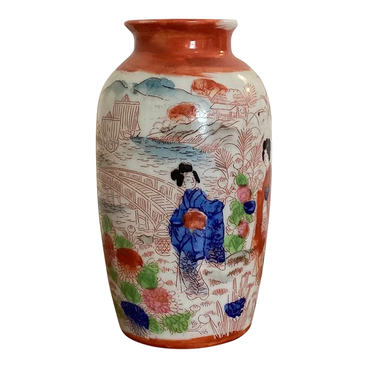 Antique Japanese Imari Vase Figures in Landscape Chairish
