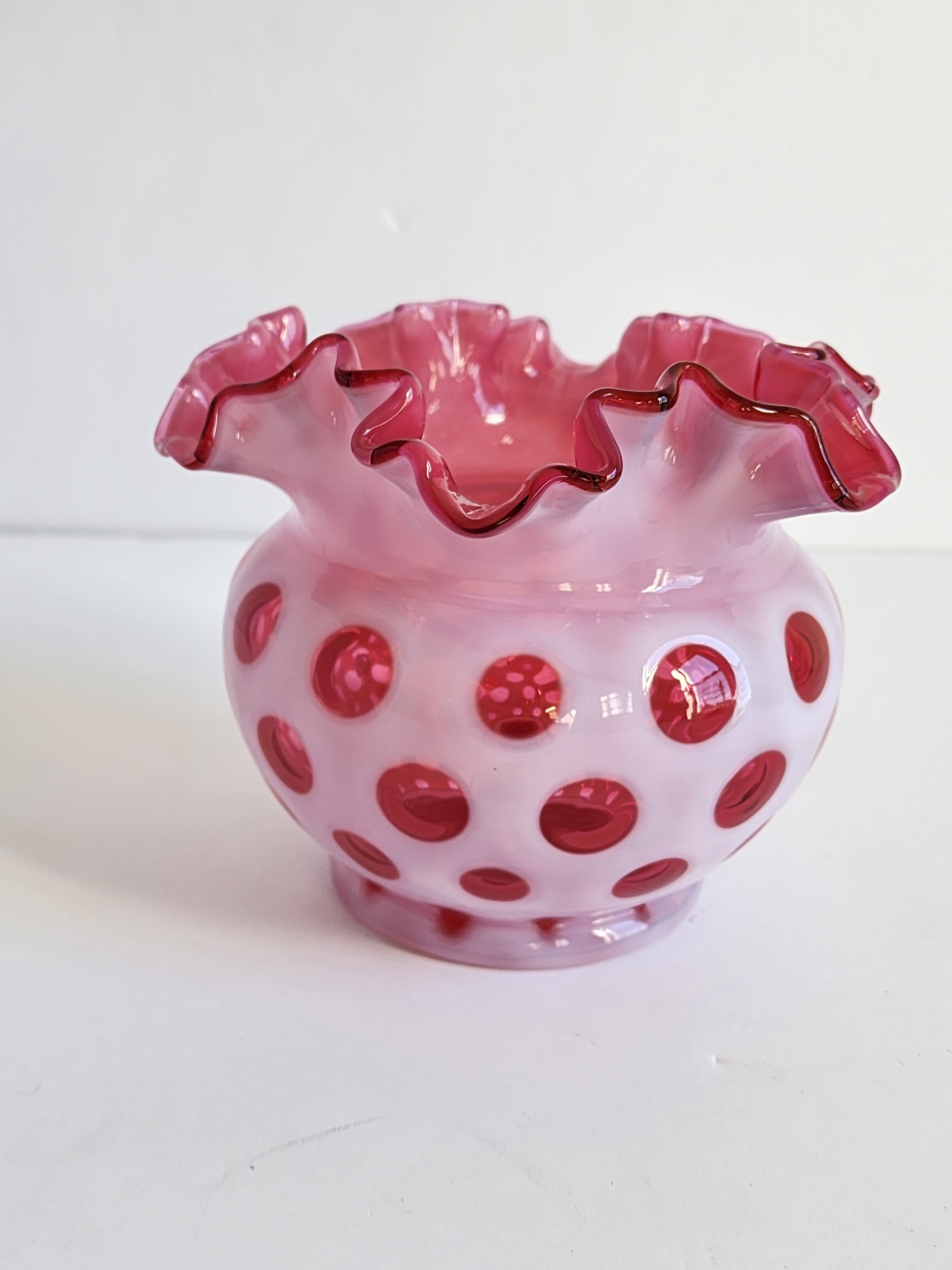 専用 Fenton/フェントン クランベリー コインドット ピンク U.S.A. vintage-fanton-cranberry-and-