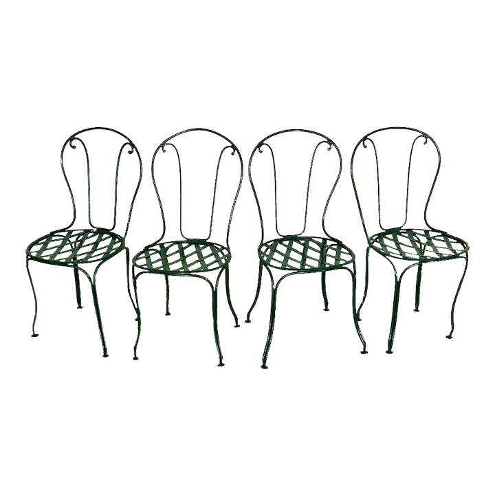 1950 French Metal Dining Garden Chairs Set of 4 Chairish