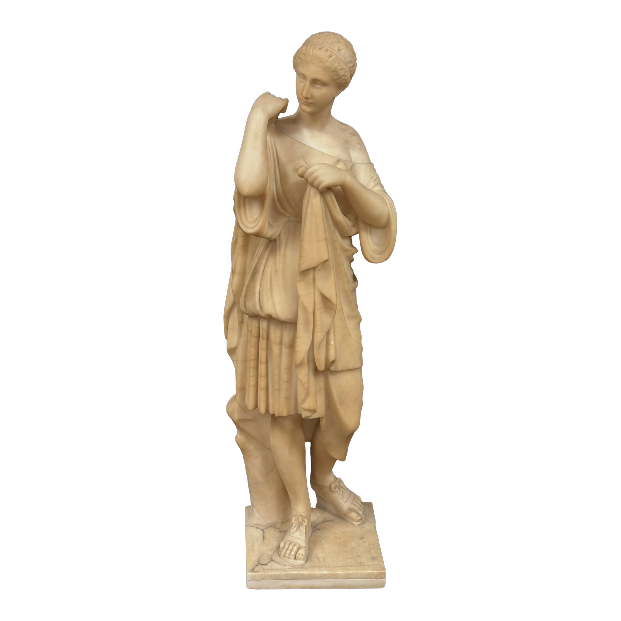 European Classical Alabaster Figure of Diana