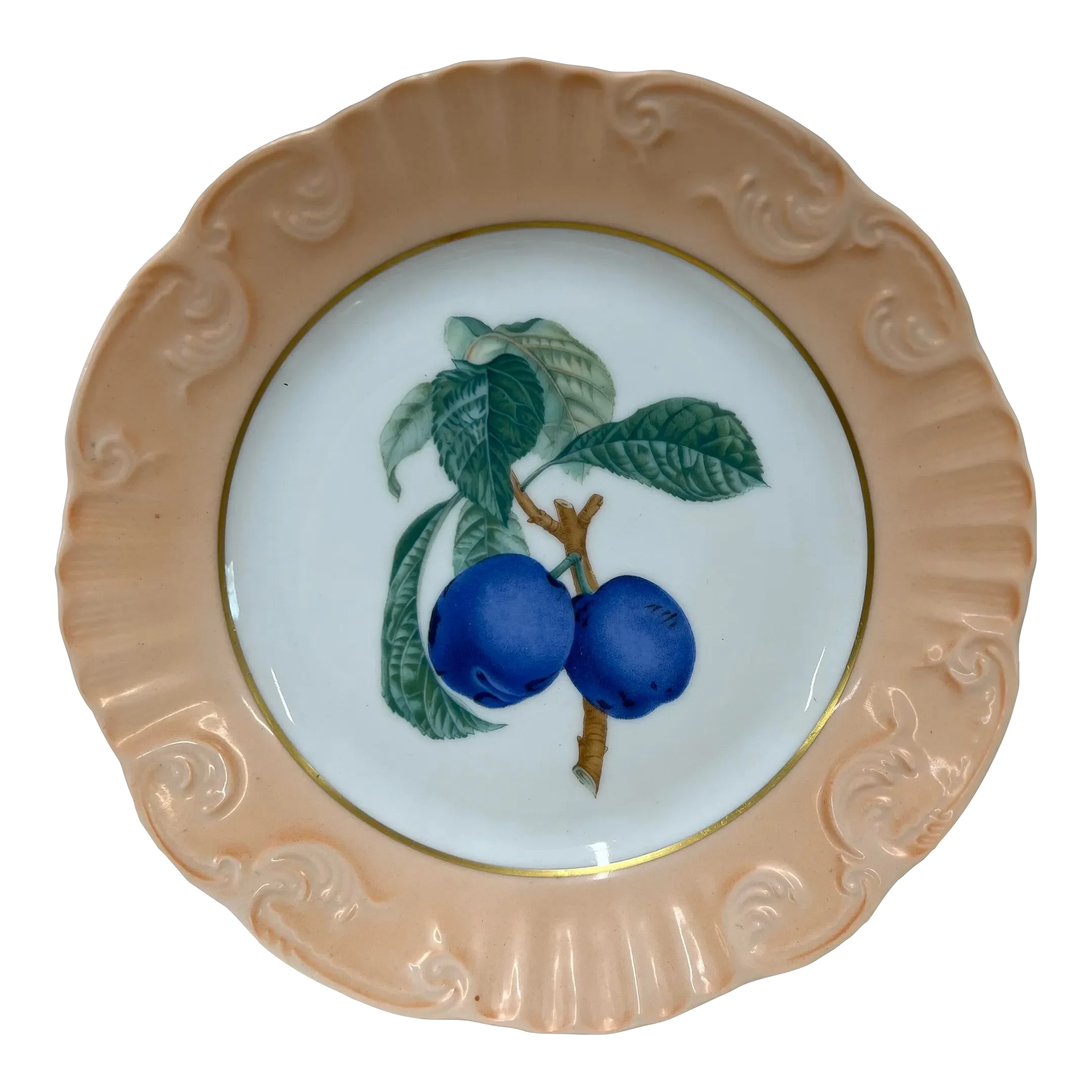 Mottahedeh Portugal Plate With Plum Design, 2 Available