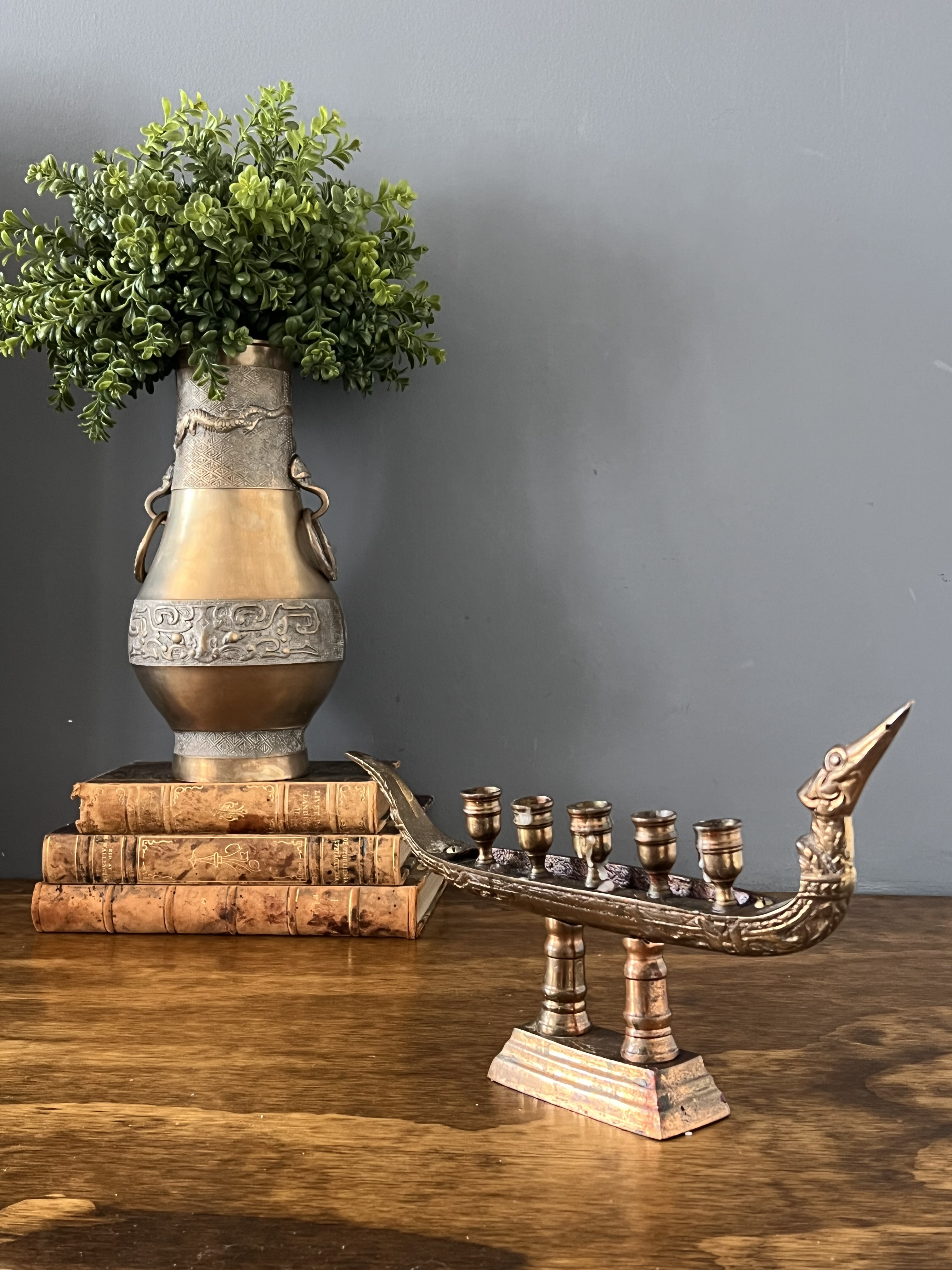 1950s Thai Suphannahong Dragon Boat Menorah | Chairish